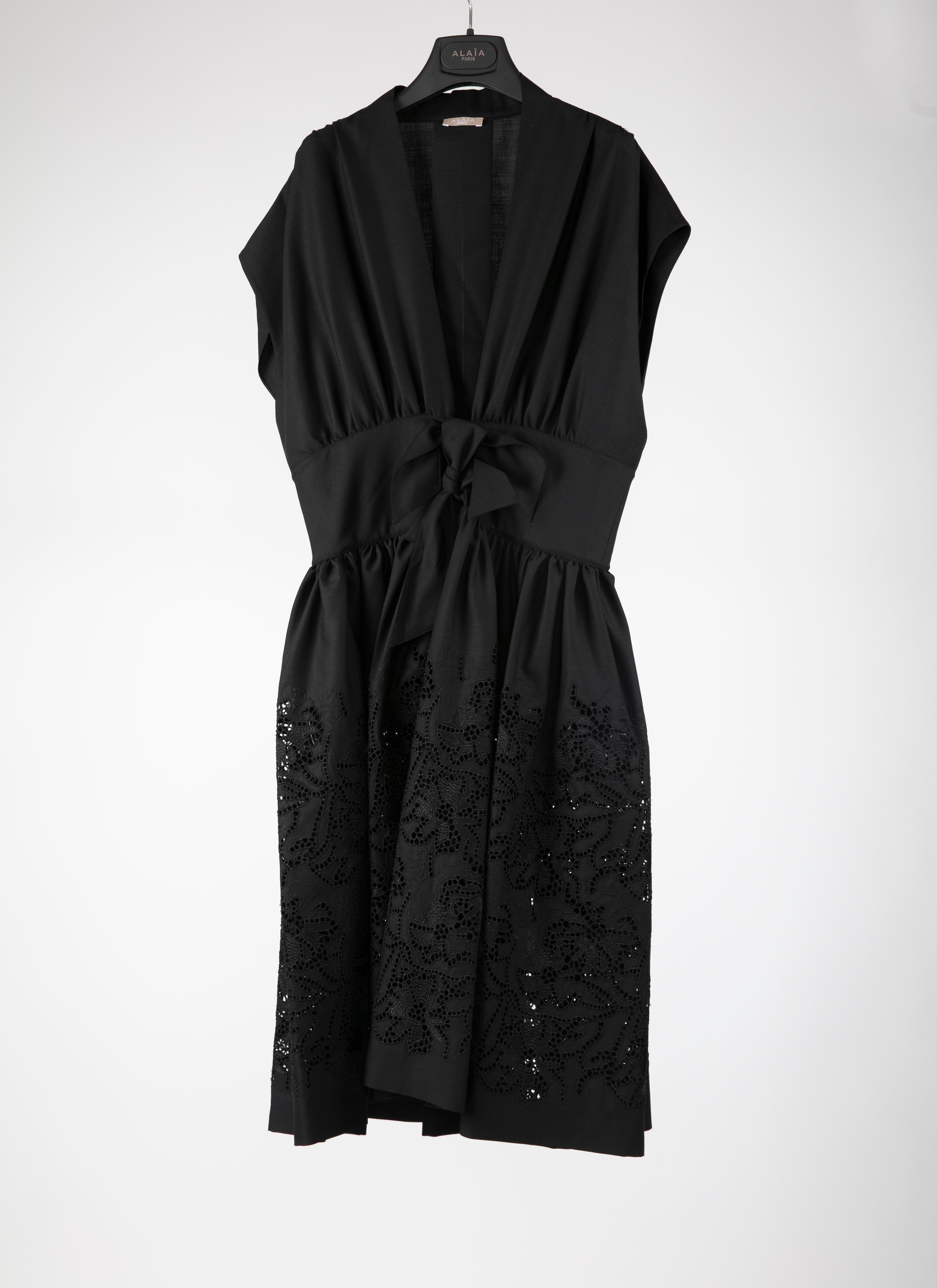 black chiffon embroidered dress