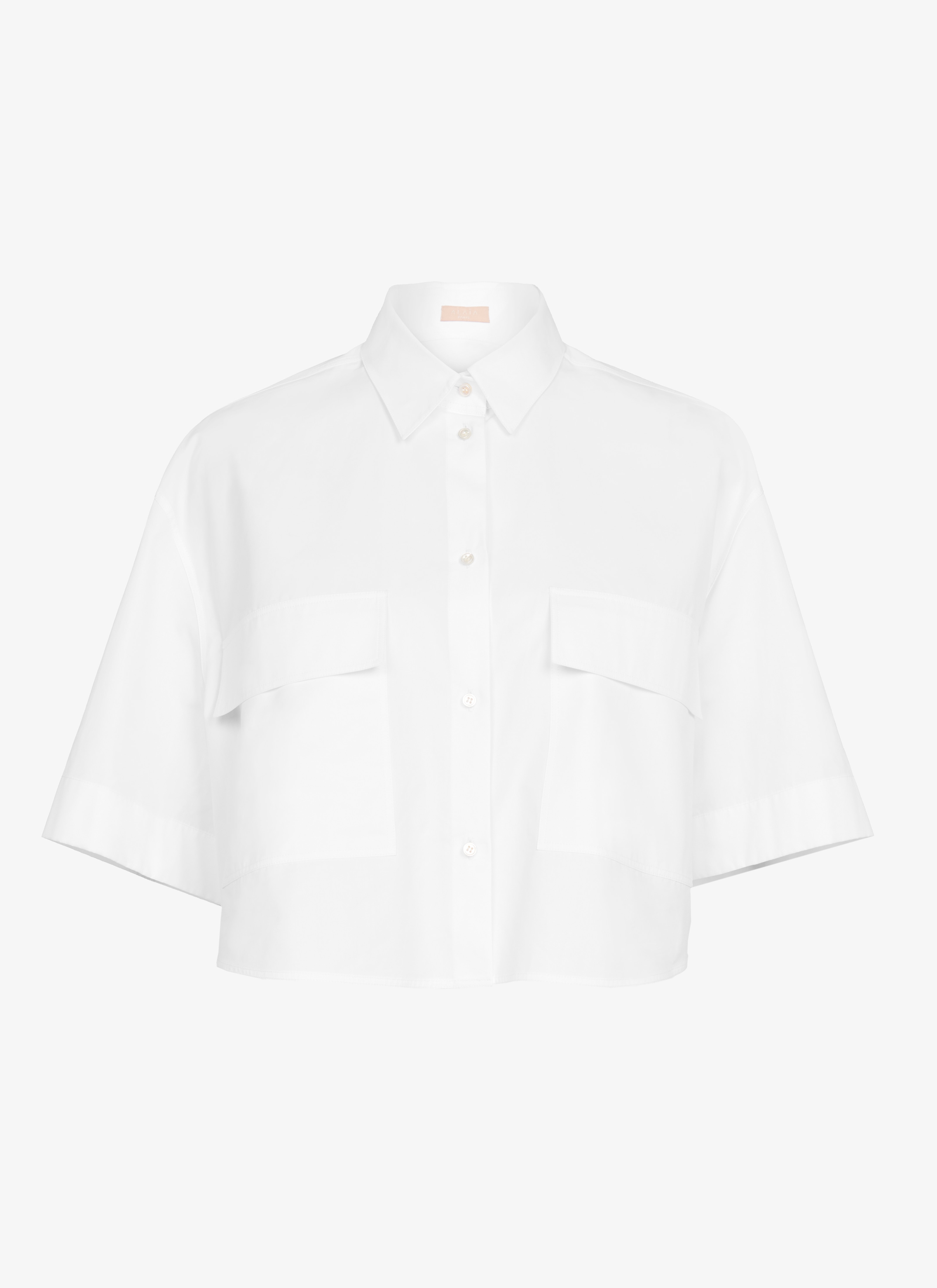 ALAÏA Women's White Cropped Poplin Top