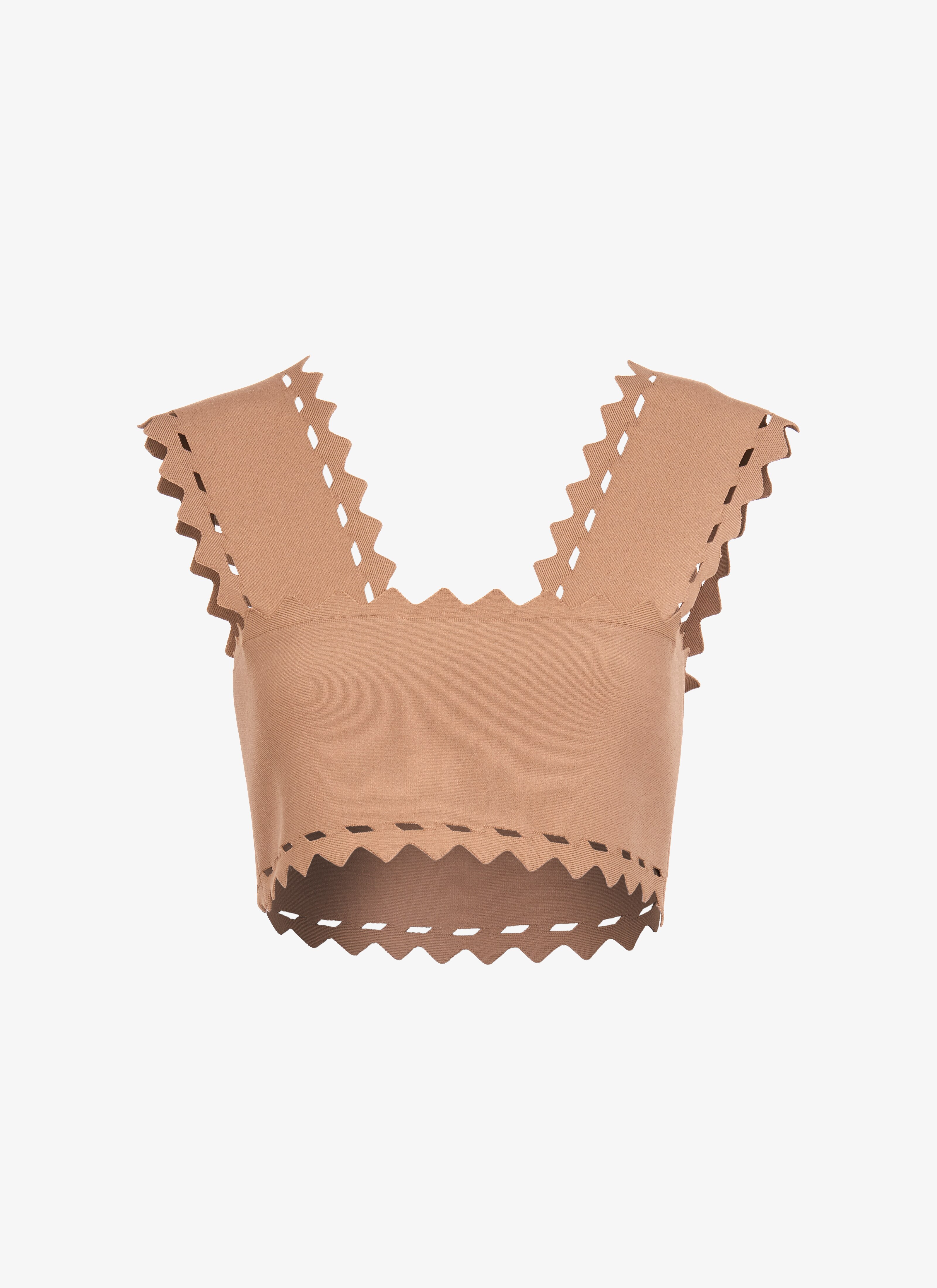 ALAÏA SAVANE STRETCH KNIT CROPPED TOP