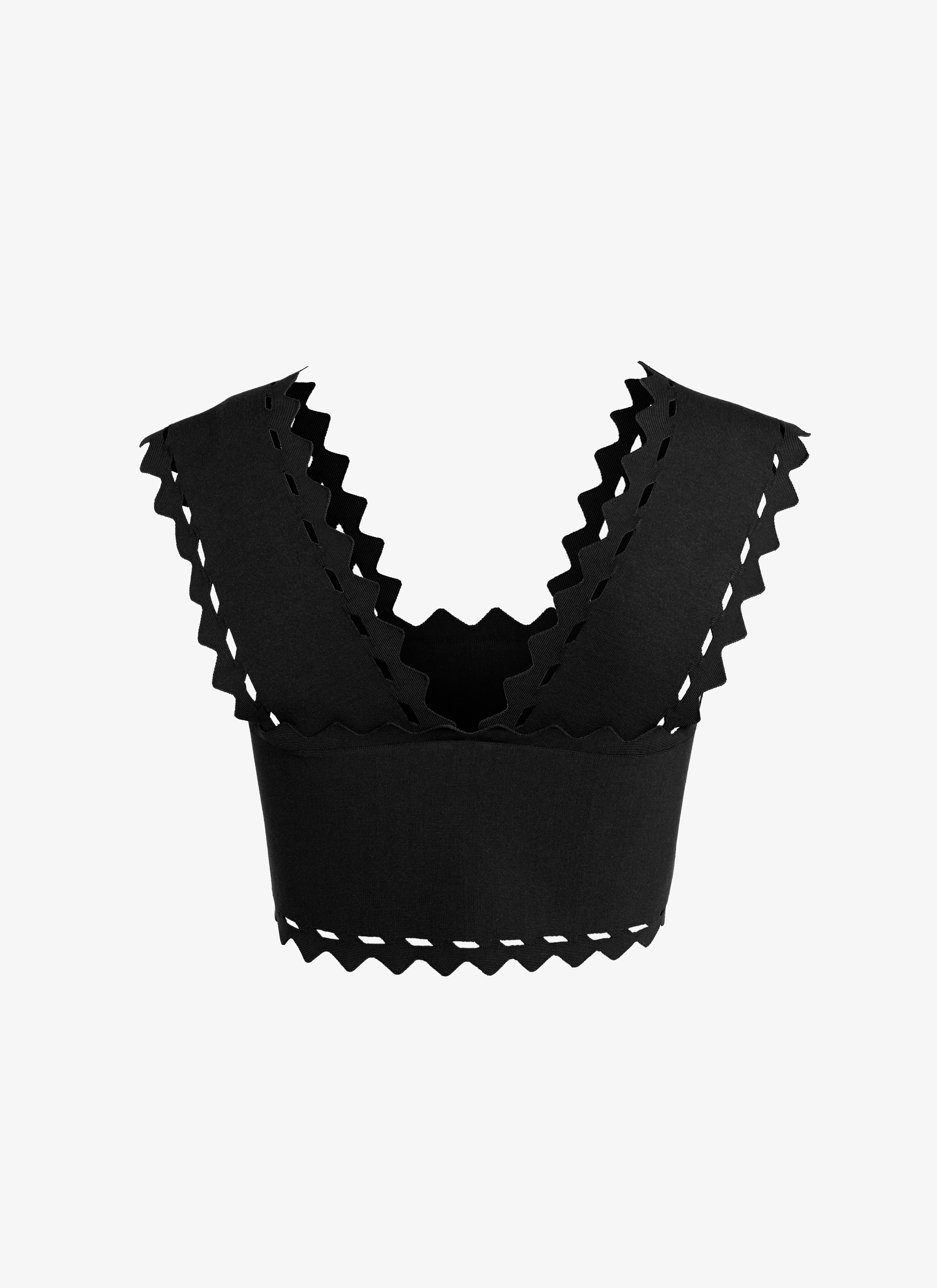ALAÏA TOP COURT EN MAILLE STRETCH  NOIR