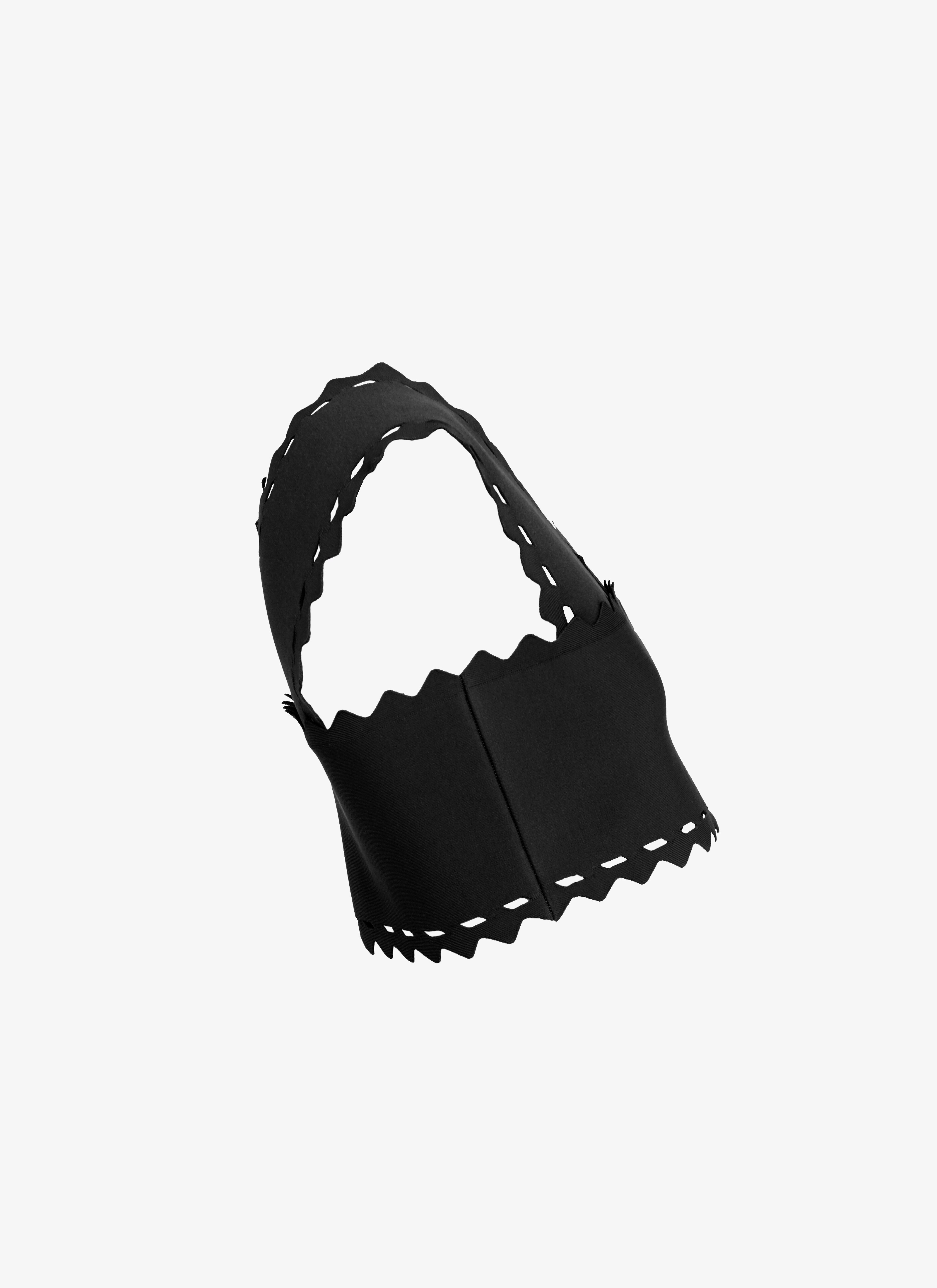ALAÏA TOP COURT EN MAILLE STRETCH  NOIR