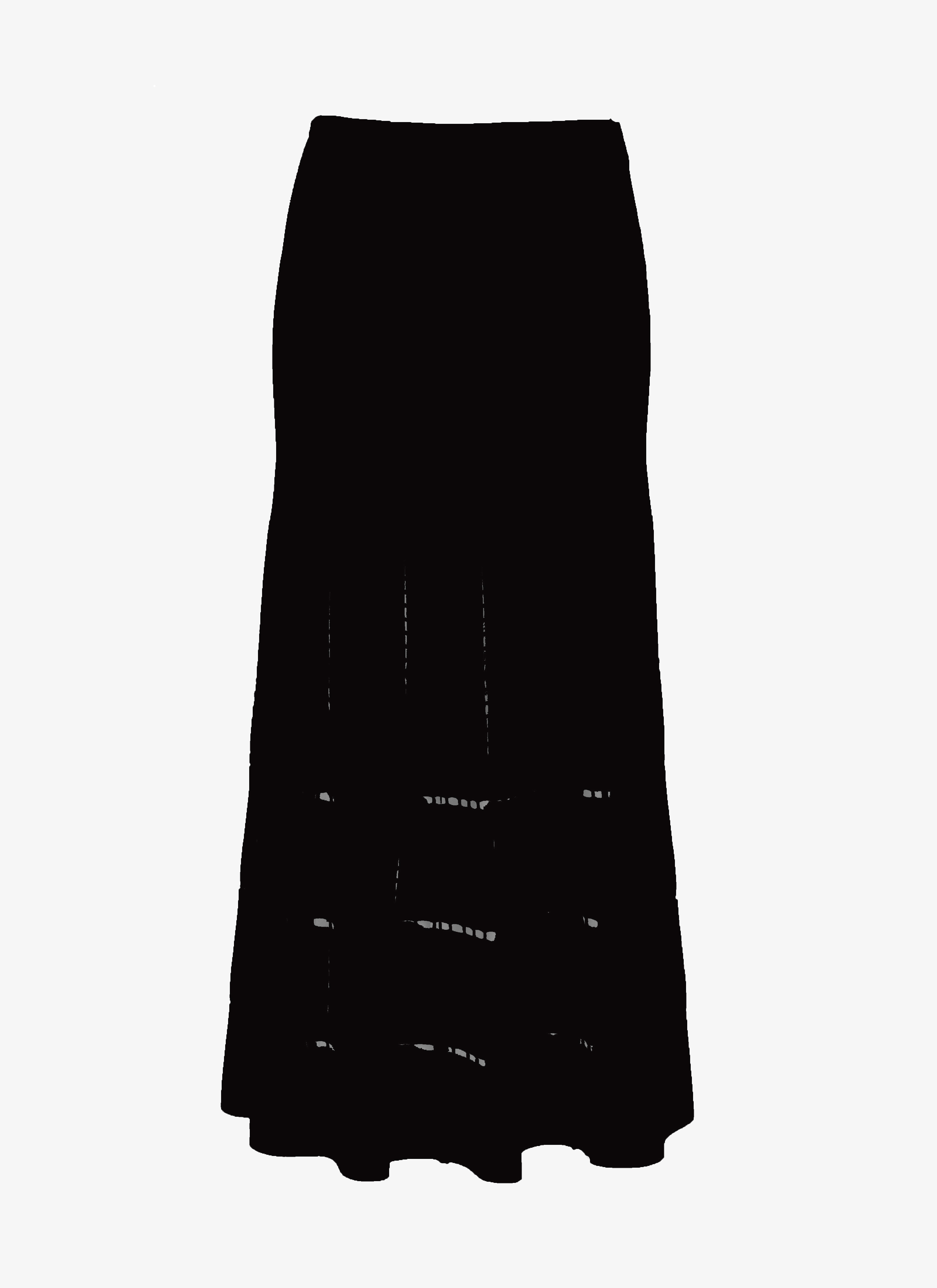 ALAÏA BLACK FLARED SKIRT IN KNIT AND RAFFIA