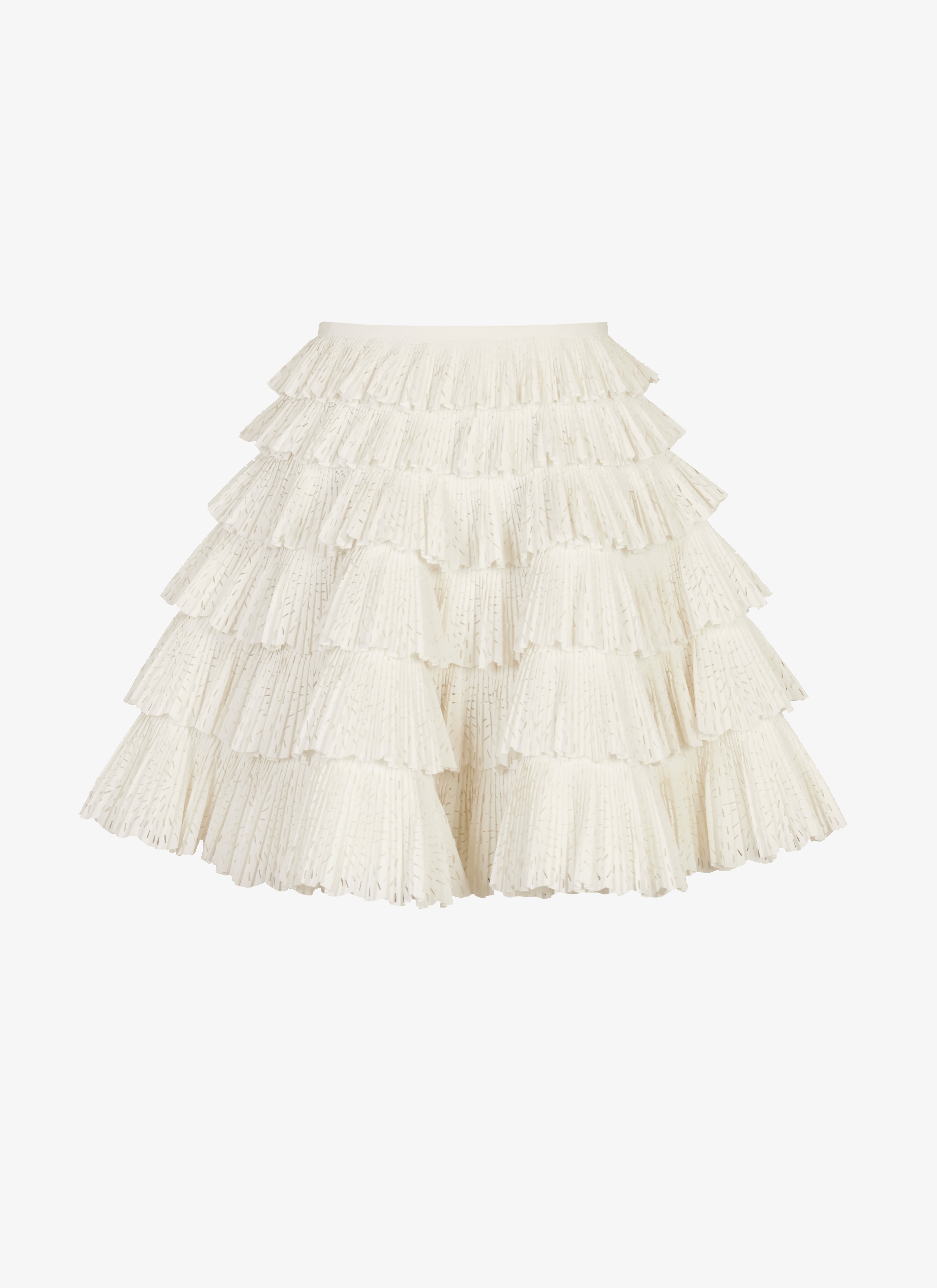 ALAÏA WHITE PLEATED SKIRT IN TECHNICAL POPLIN