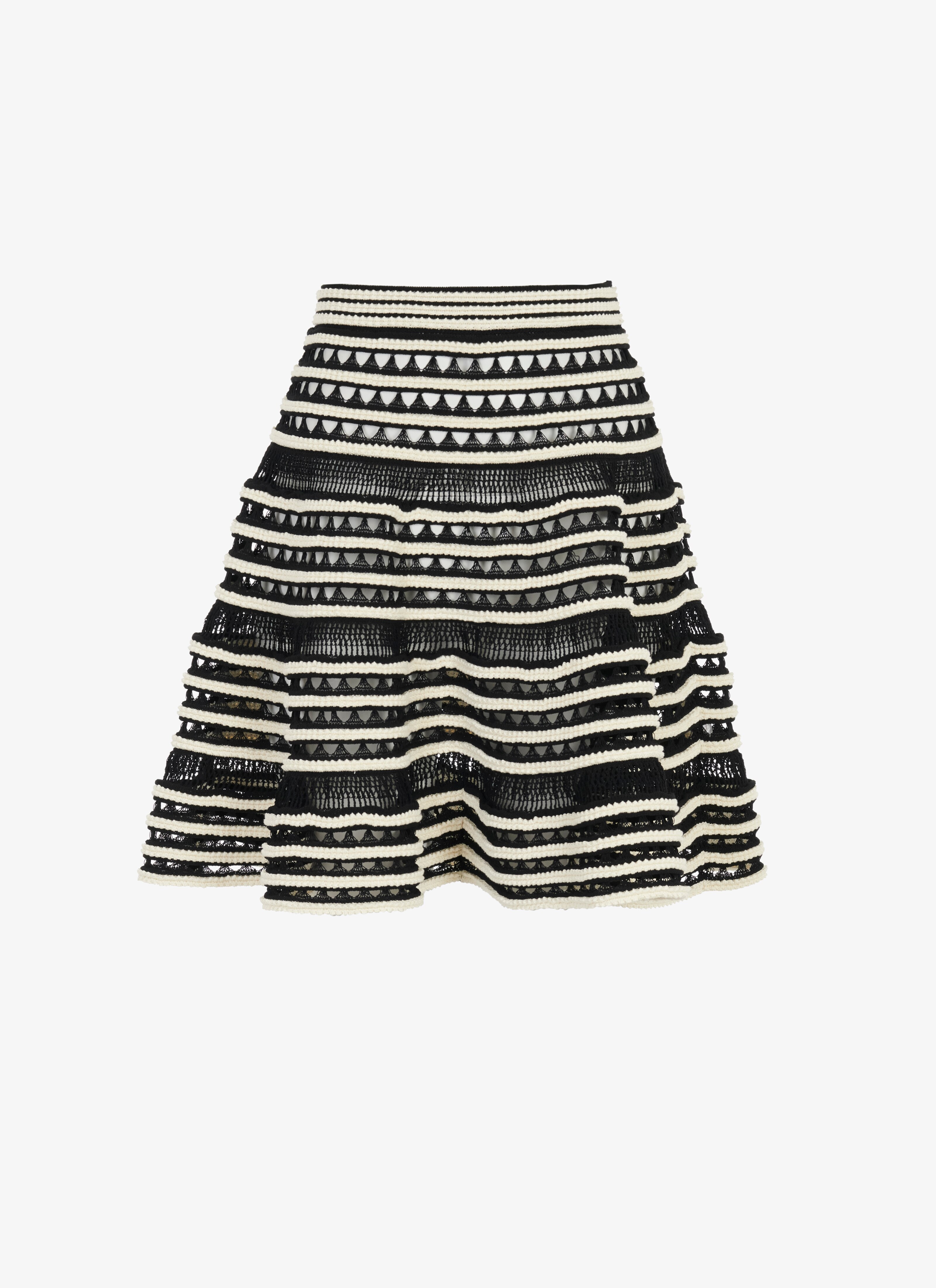 ALAÏA BLACK/IVORY SHORT CROCHET SKIRT