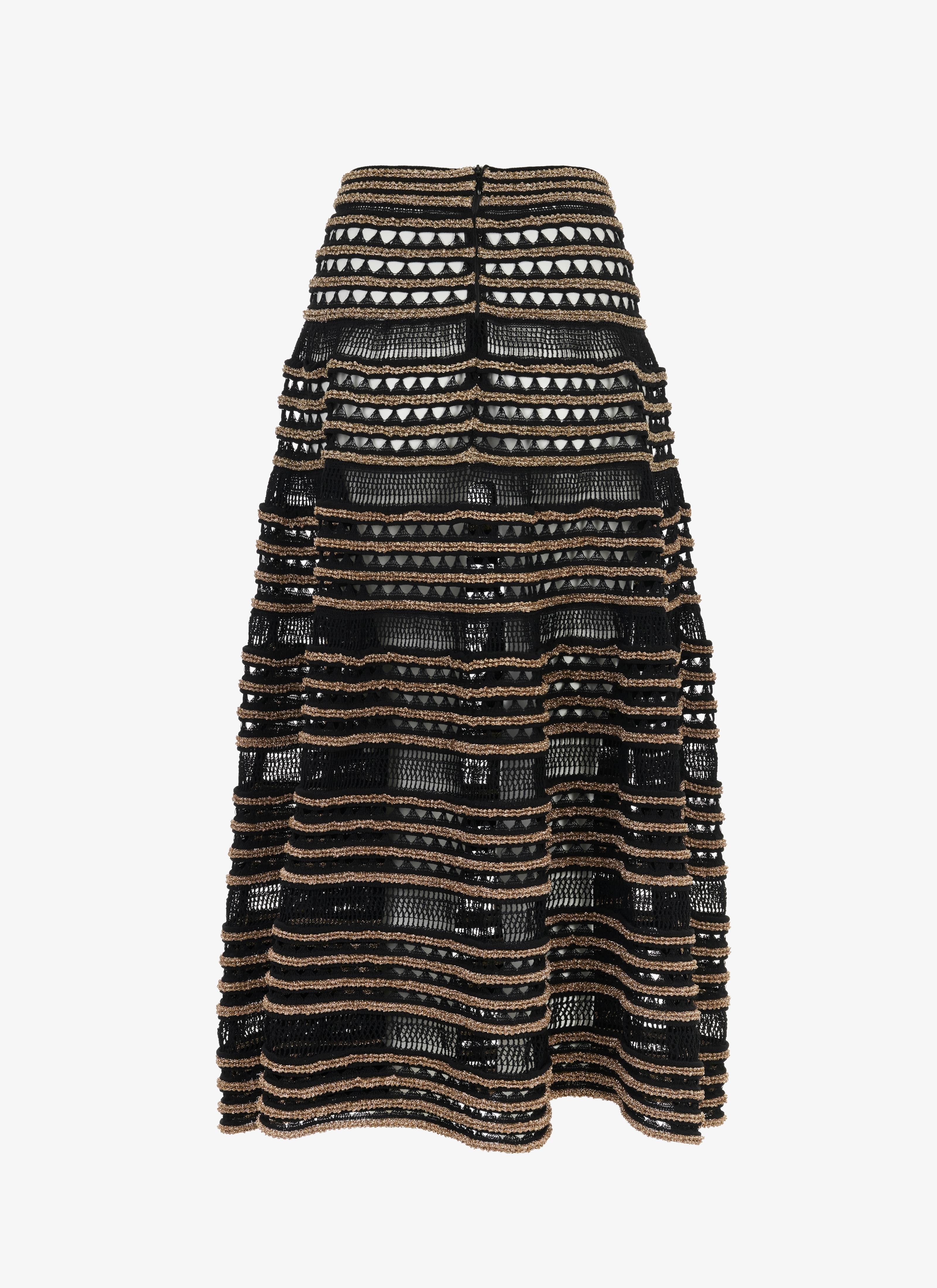 ALAÏA BLACK/GOLD WIDE CROCHET AND LUREX SKIRT