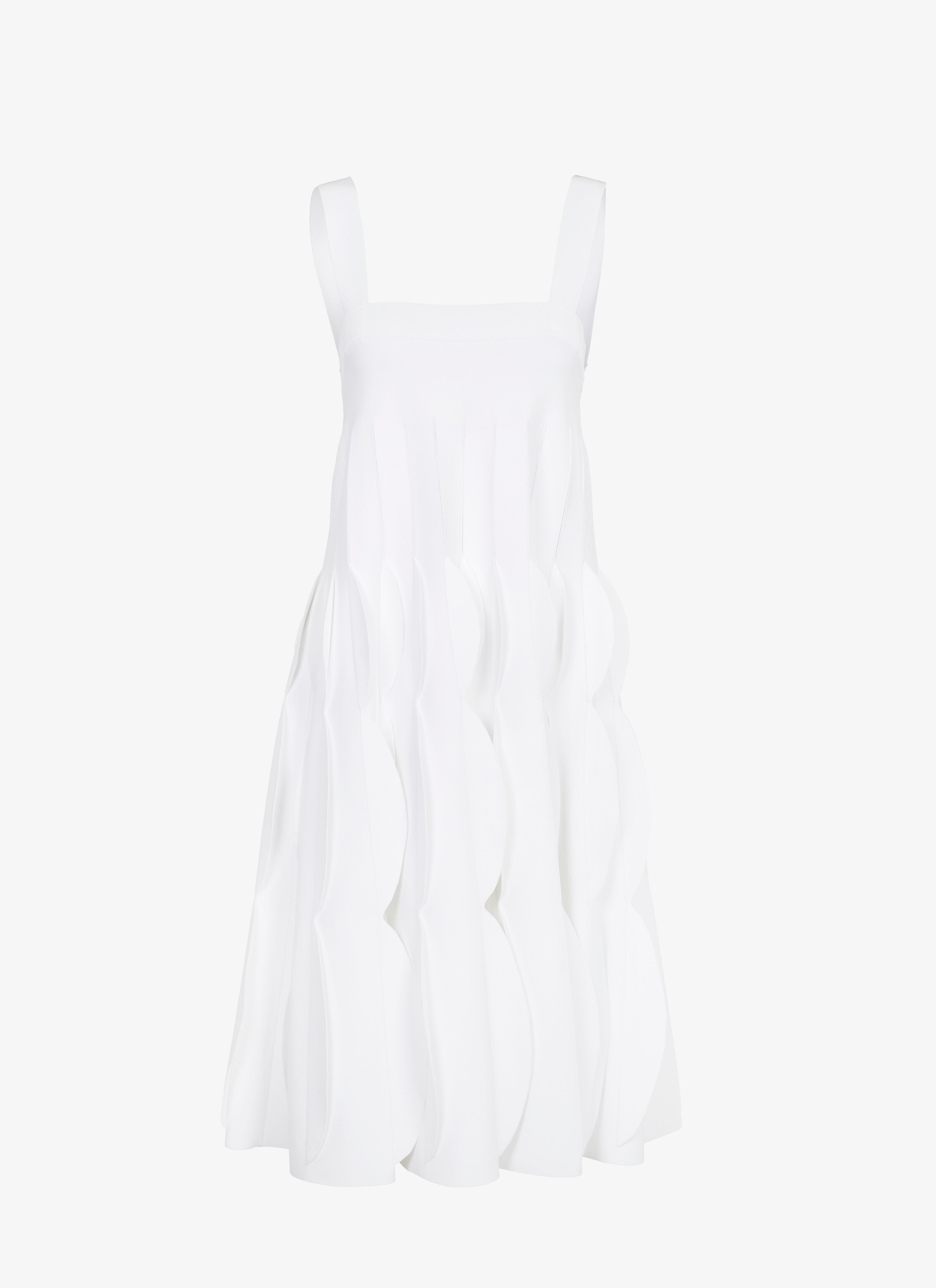 ALAÏA WHITE SCALLOPED KNIT TUNIC