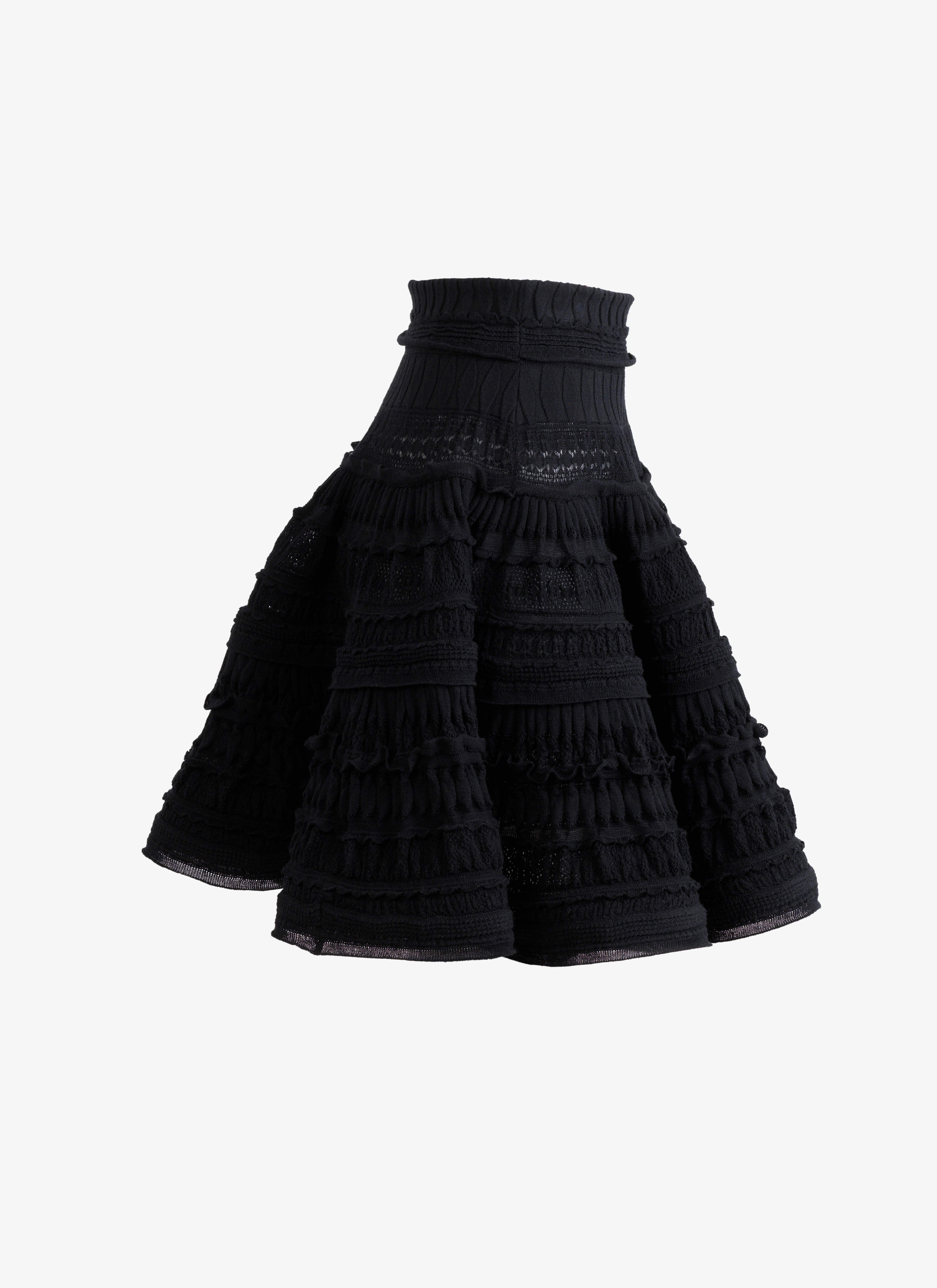 ALAÏA BLACK ALAÏA EDITION 2007 FLARED SKIRT IN WOOL CRINOLINE