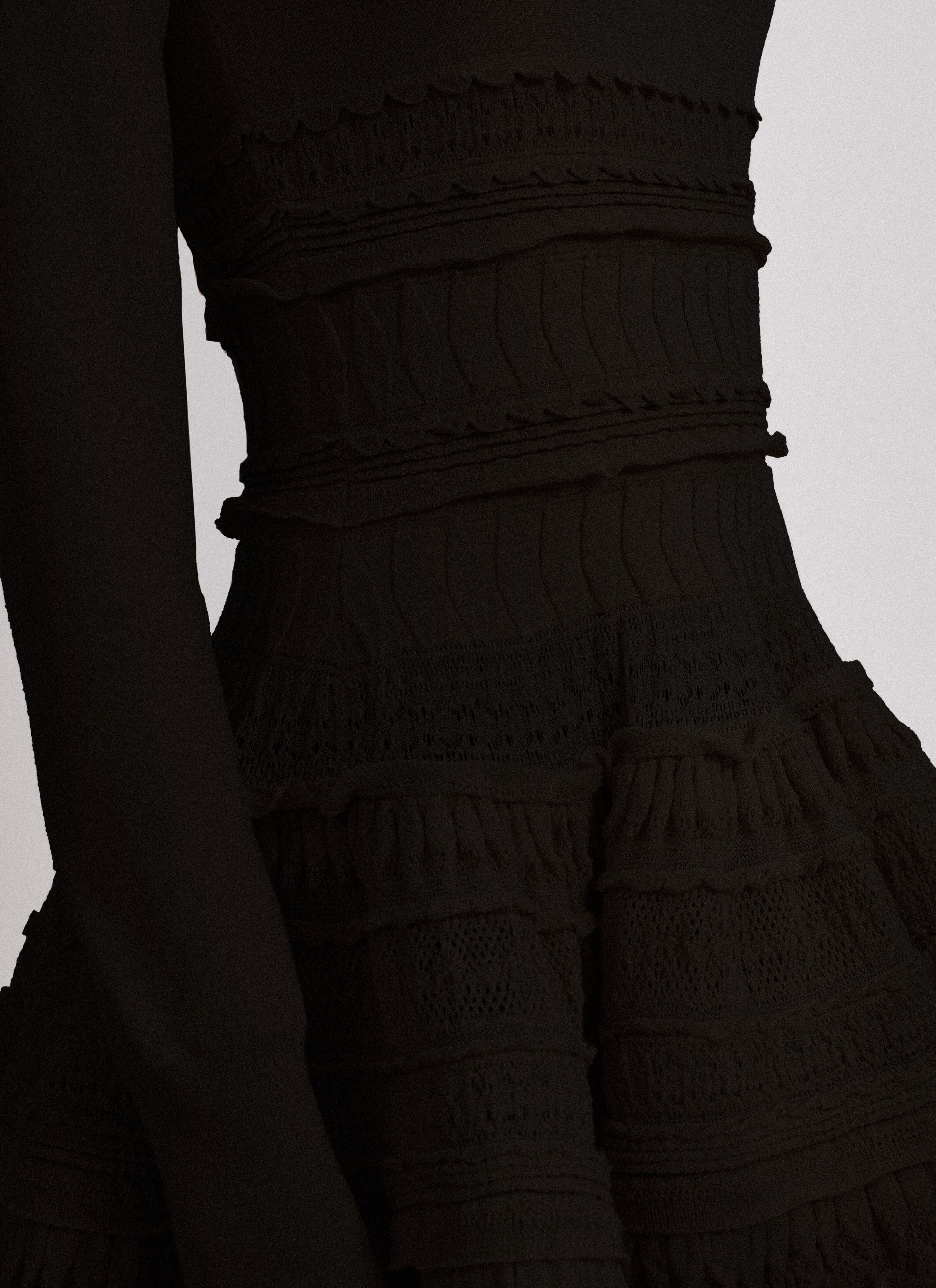 ALAÏA BLACK EDITION 2007 HIGH-NECK WOOL CRINOLINE DRESS