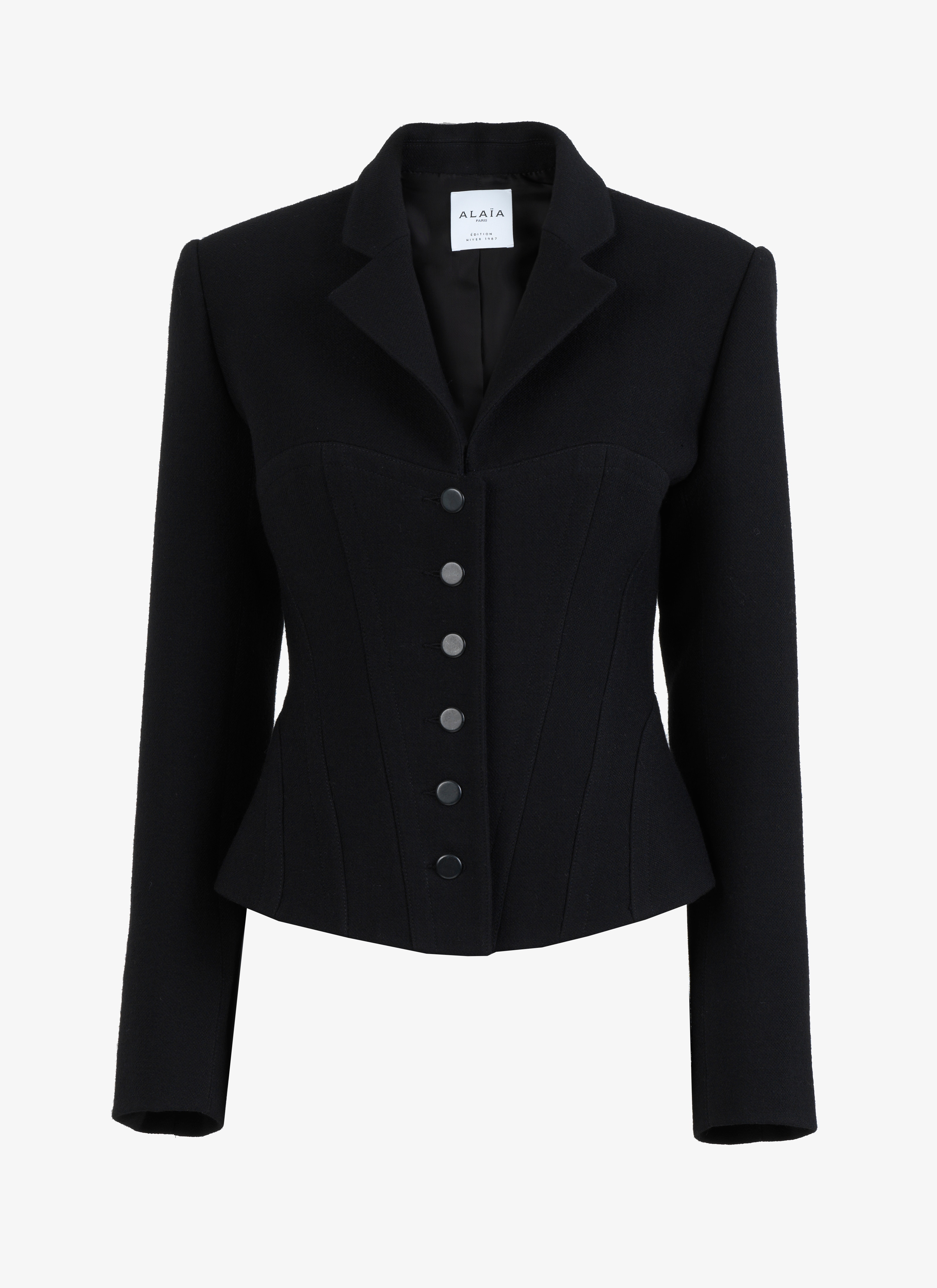 ALAÏA BLACK ALAÏA EDITION 1987 WOOL CREPE CORSET JACKET