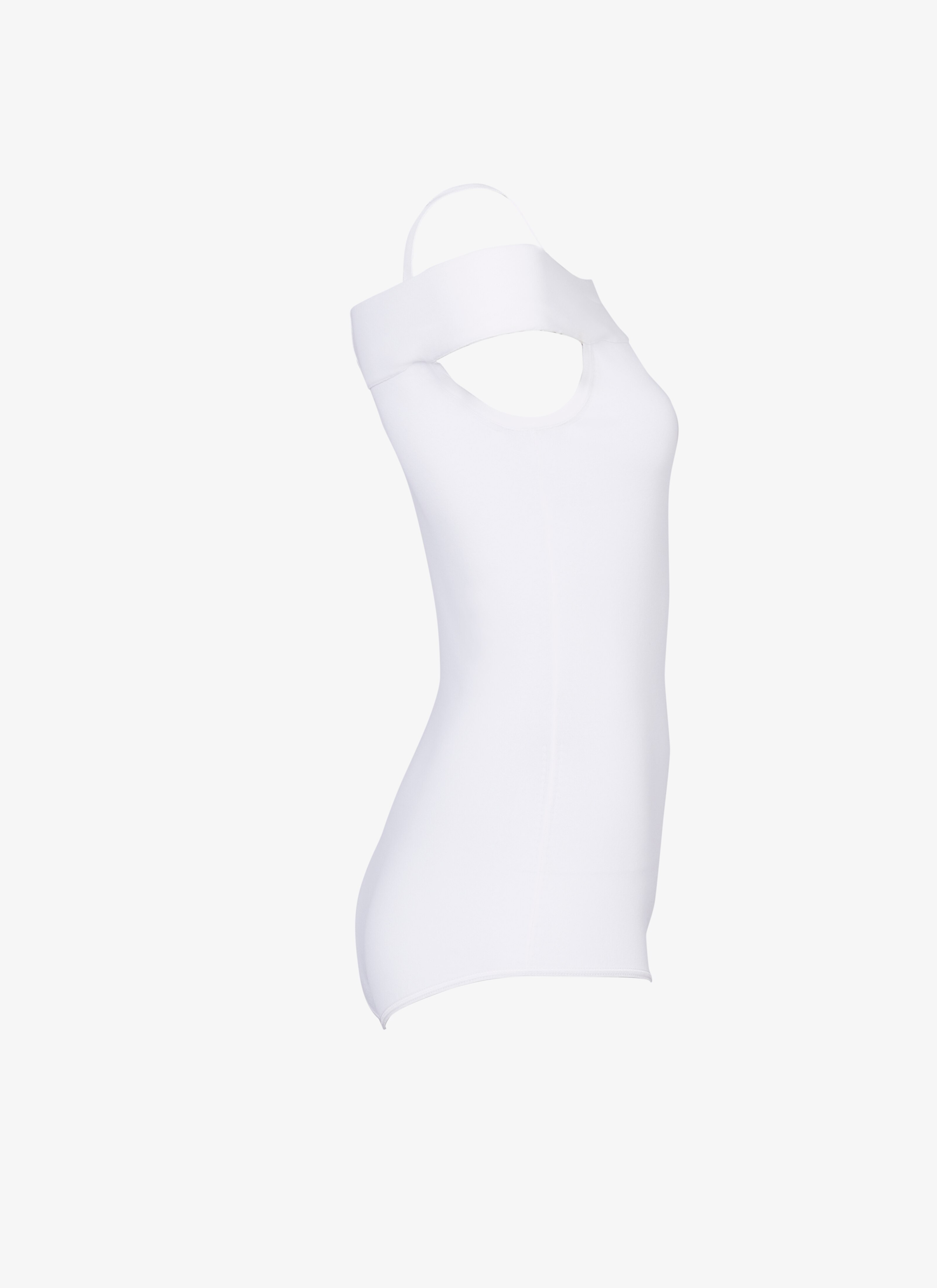 ALAÏA WHITE OFF-THE-SHOULDER STRETCH KNIT BODYSUIT