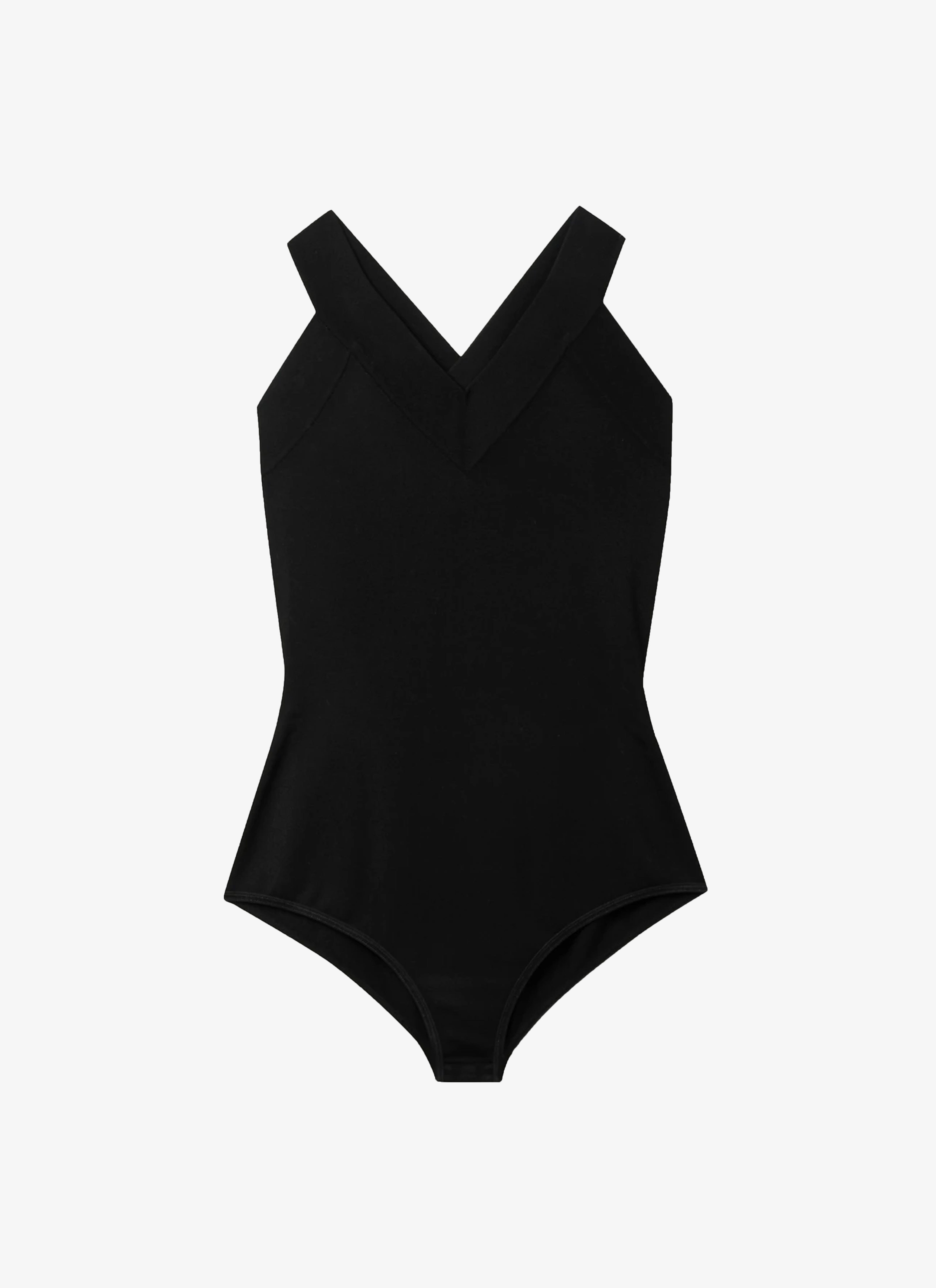 ALAÏA BLACK STRETCH KNIT BODYSUIT WITH CRISS-CROSSED BACK