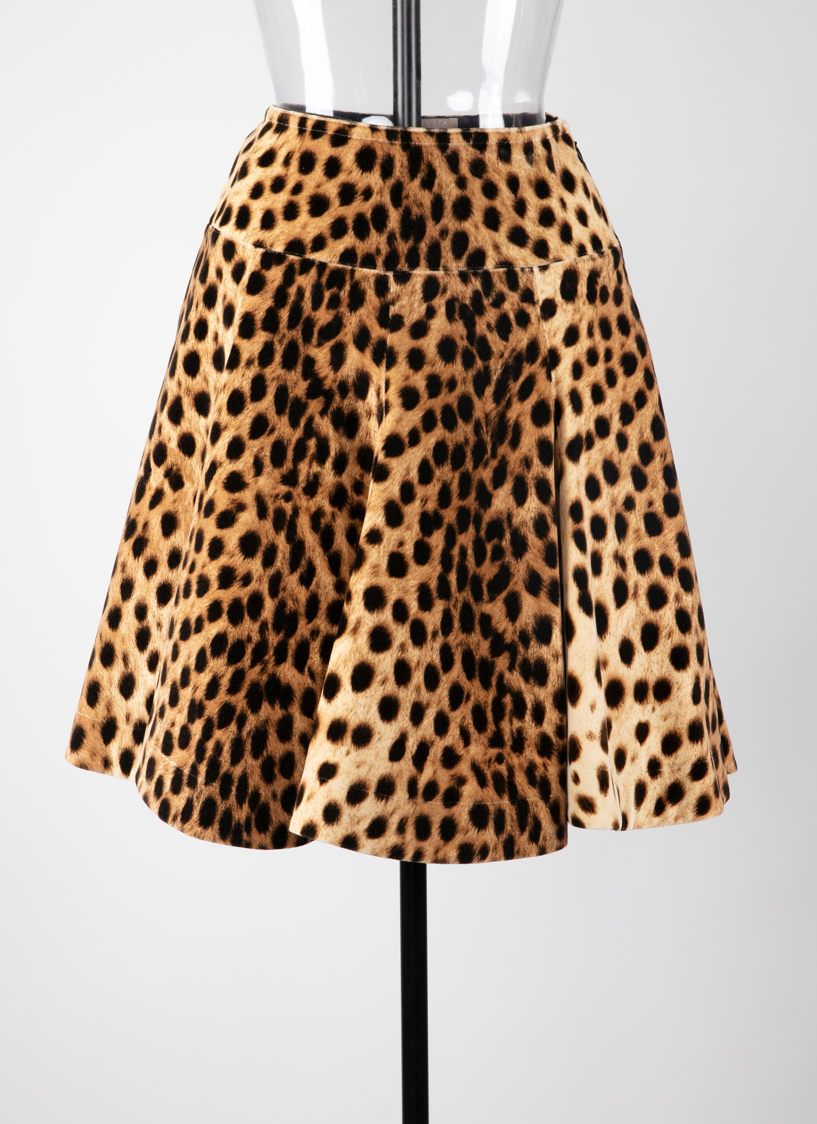 leopard mini flare skirt