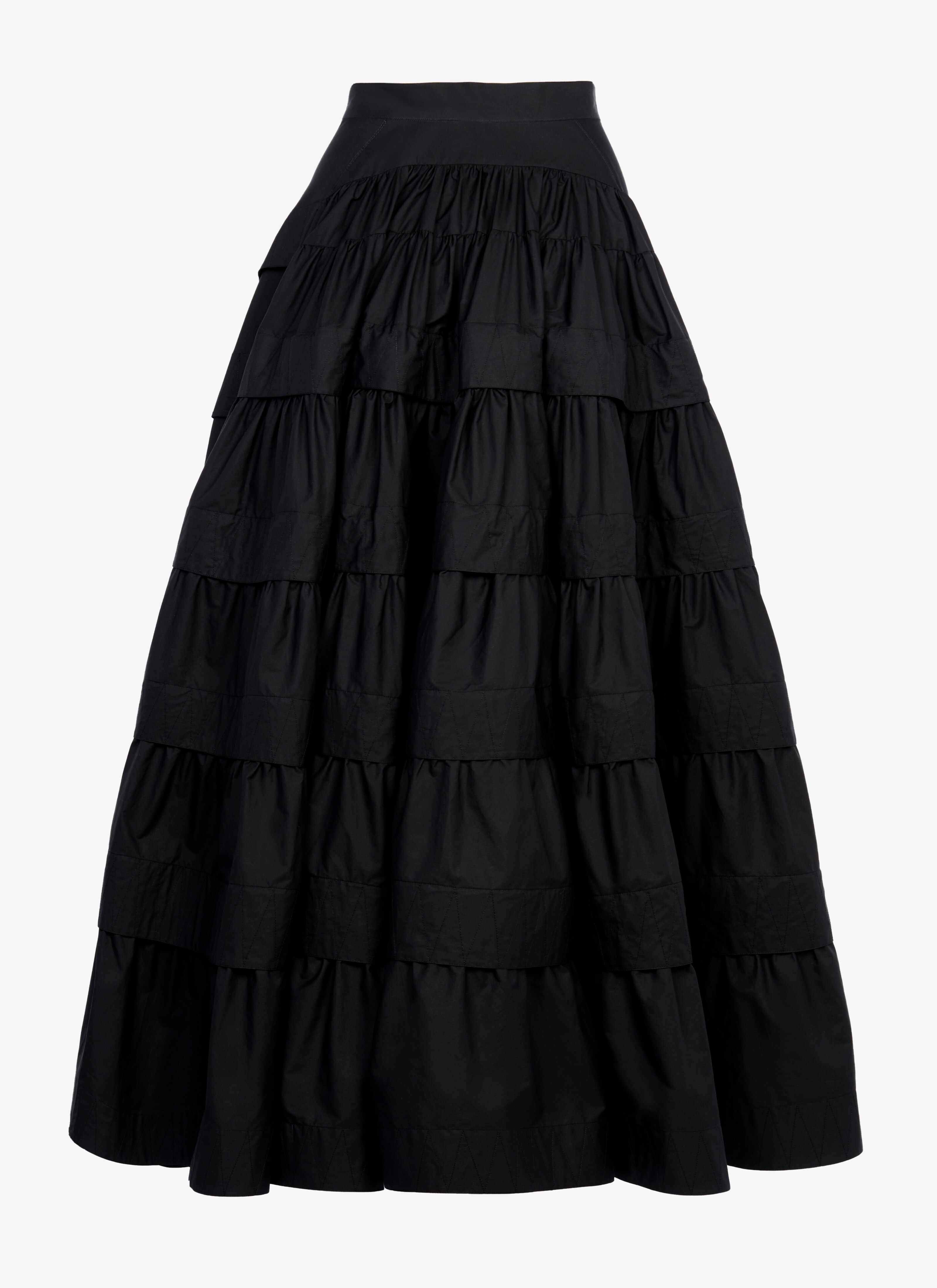 ALAÏA BLACK FLARED POPLIN SKIRT
