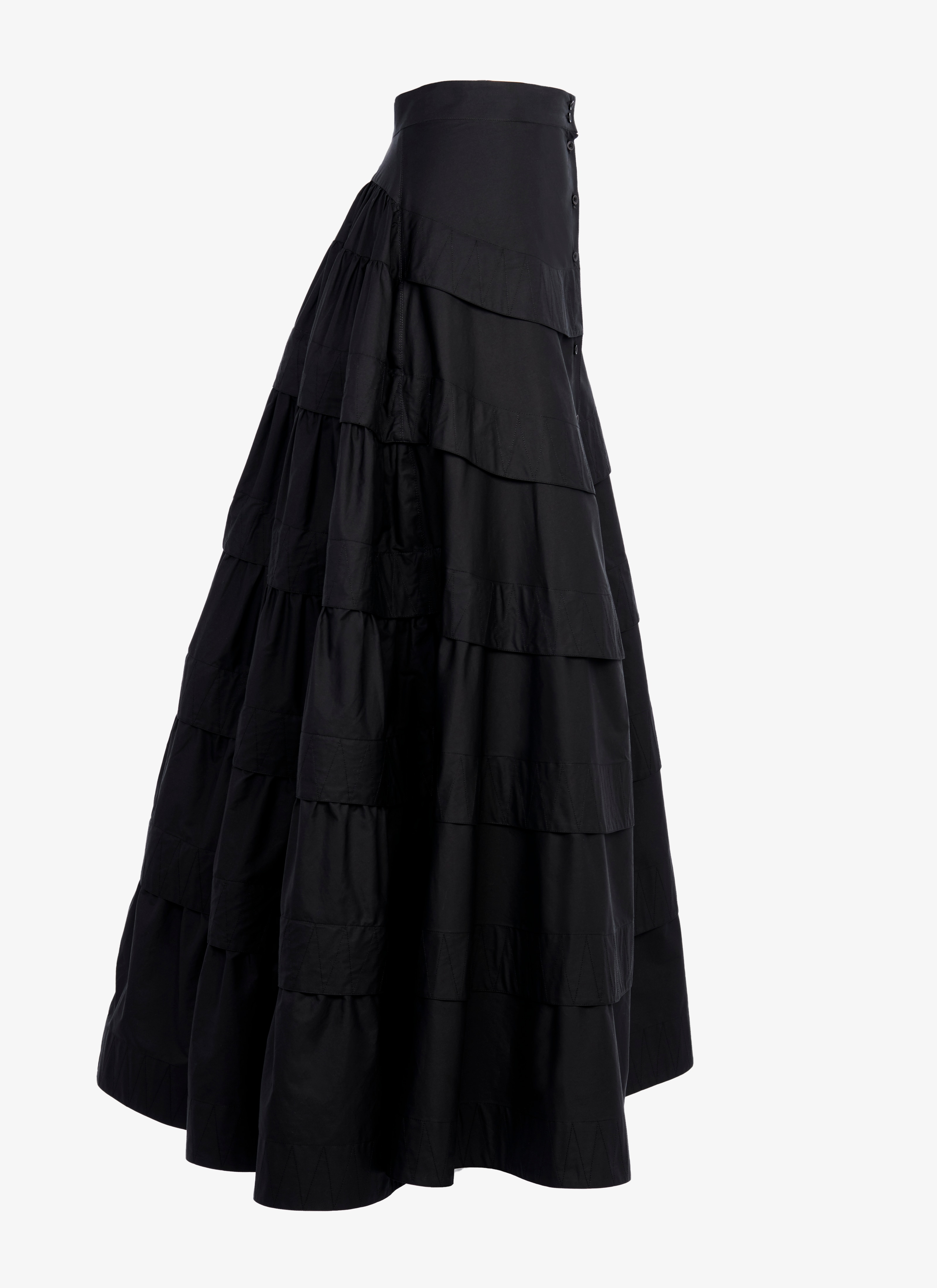 ALAÏA BLACK FLARED POPLIN SKIRT