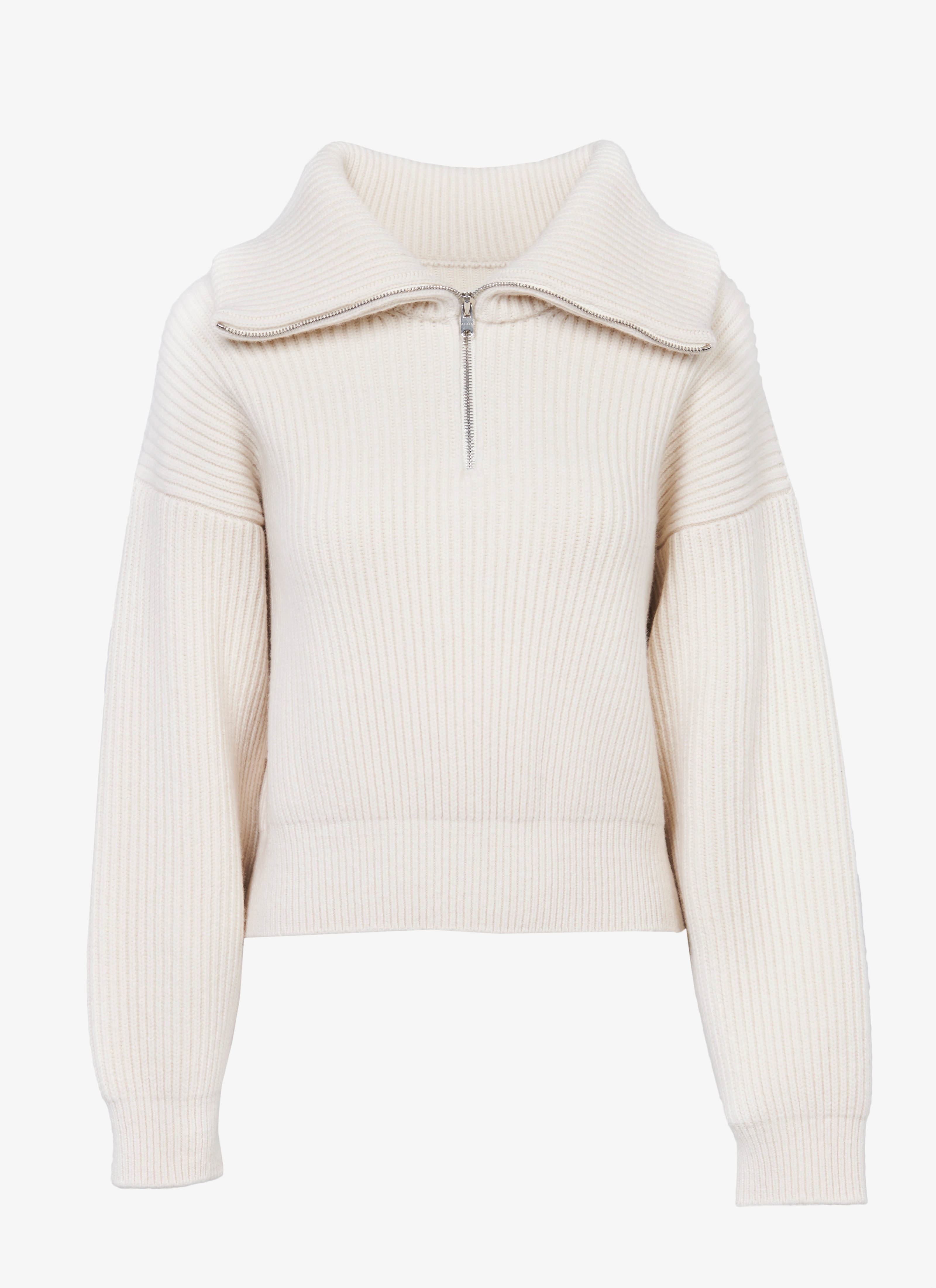 ALAÏA  ZIP-UP RIB KNIT SWEATER
