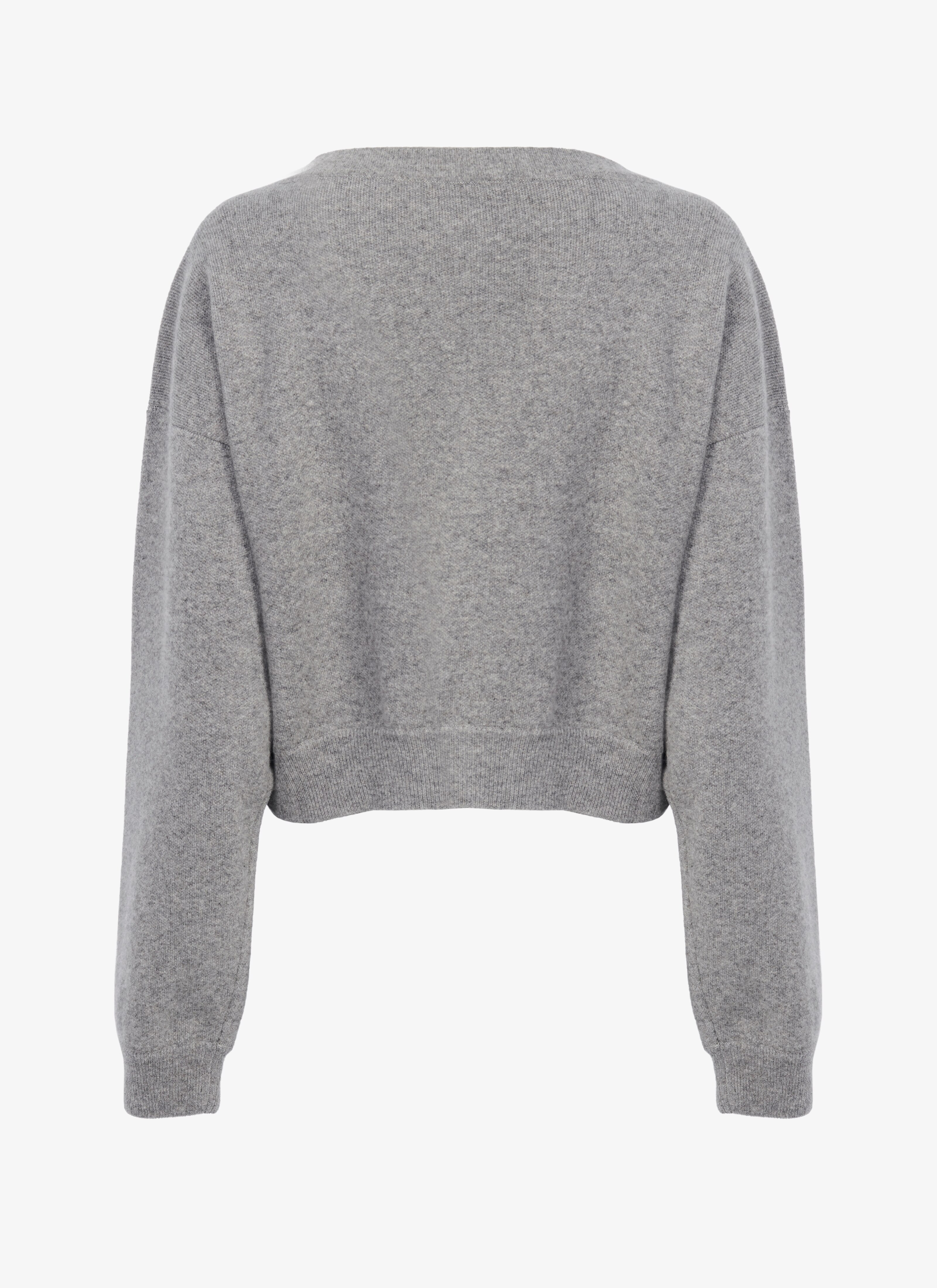 ALAÏA GREY CROPPED CASHMERE CARDIGAN