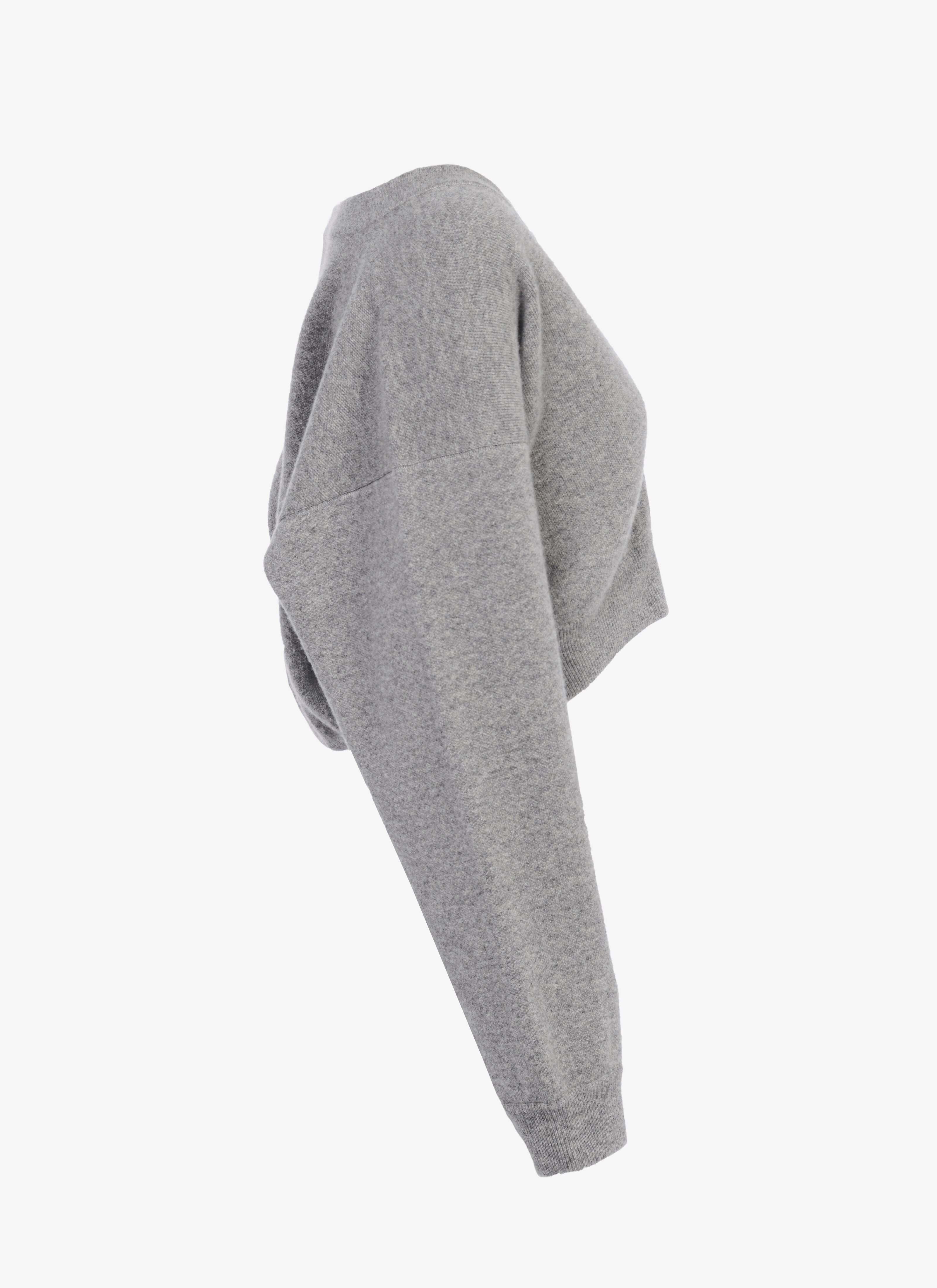 ALAÏA GREY CROPPED CASHMERE CARDIGAN