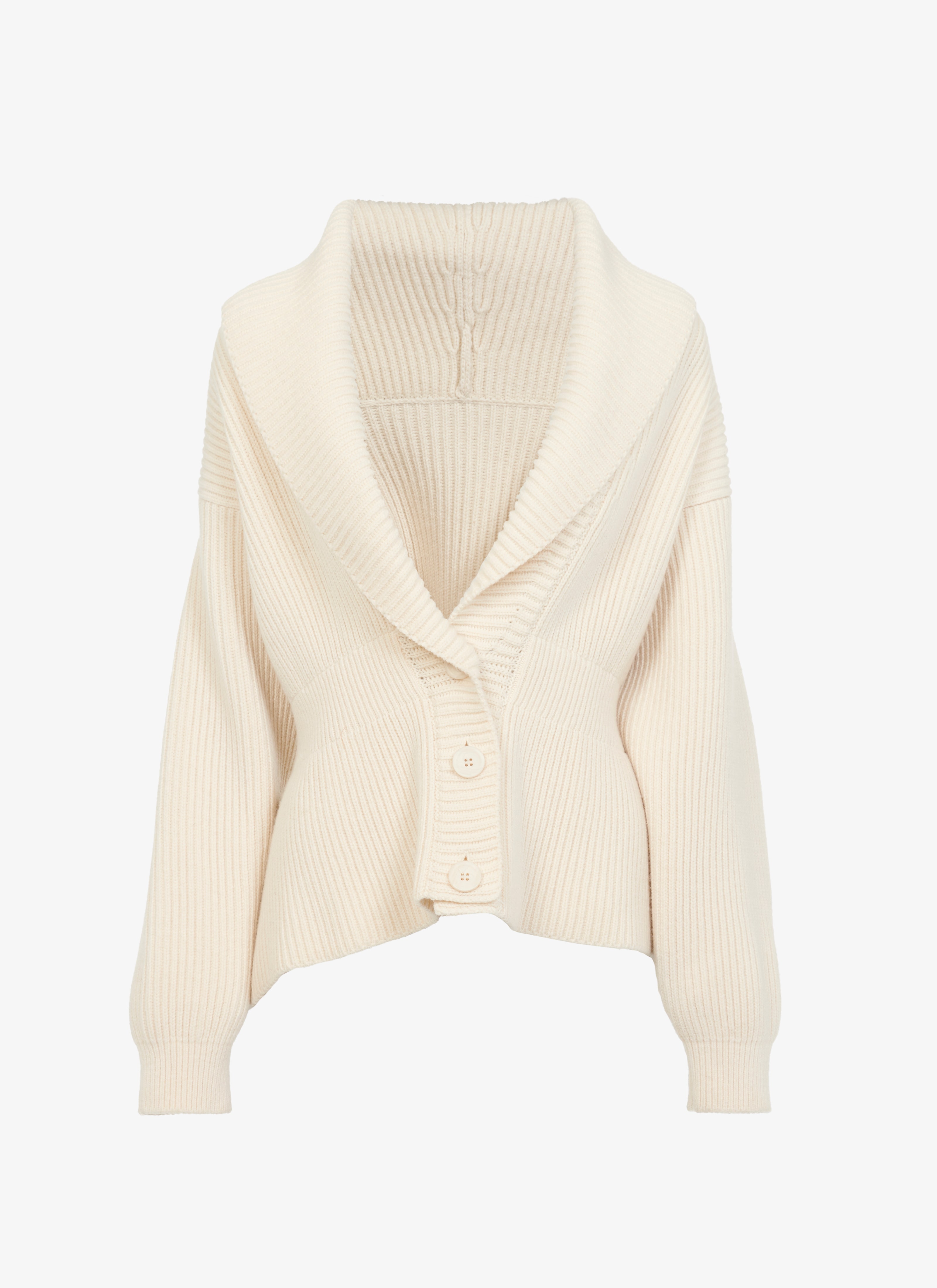 Women's Ivory Rib Knit Cardigan ALAÏA US