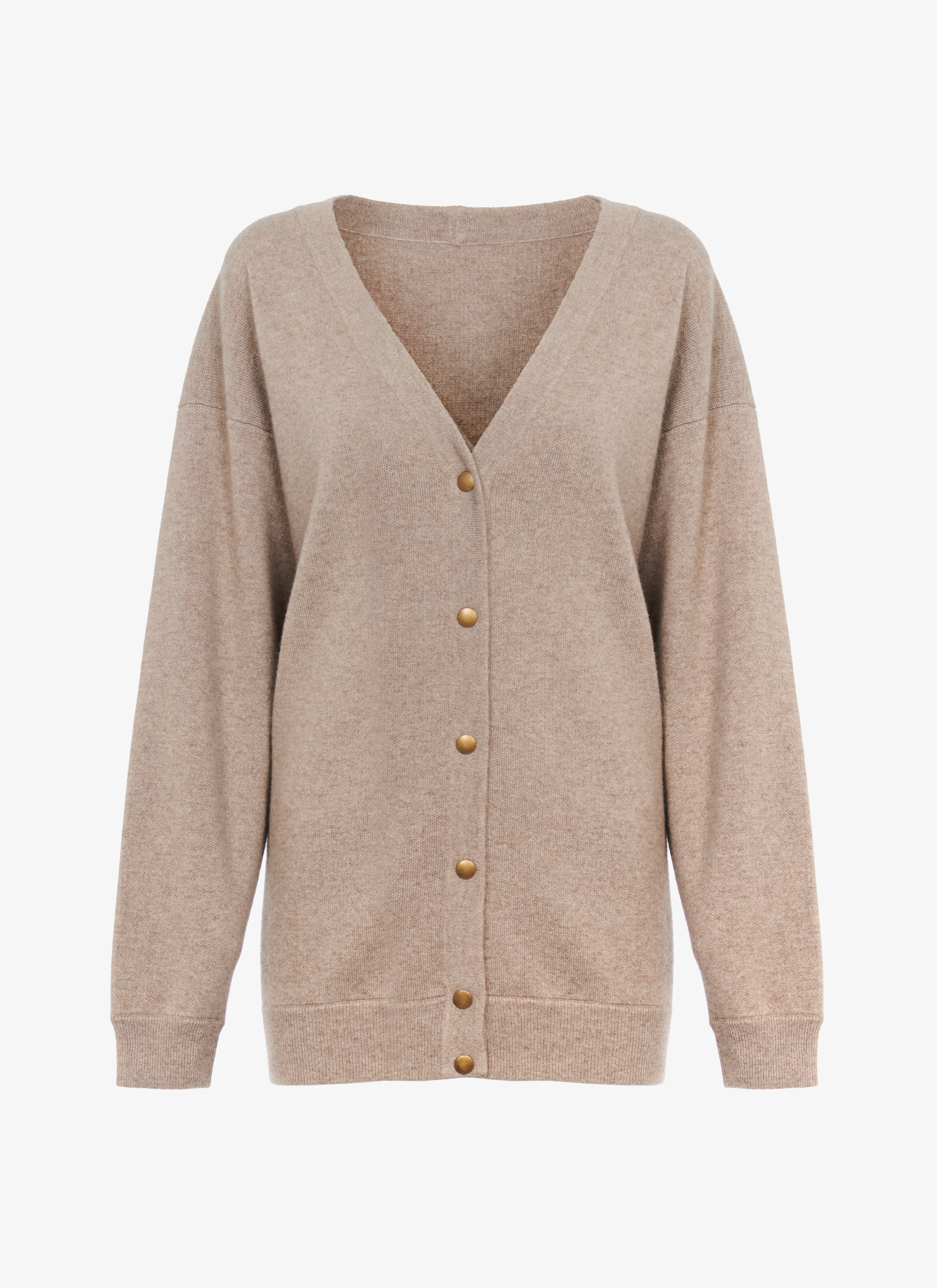 ALAÏA BEIGE CHINE CASHMERE CARDIGAN