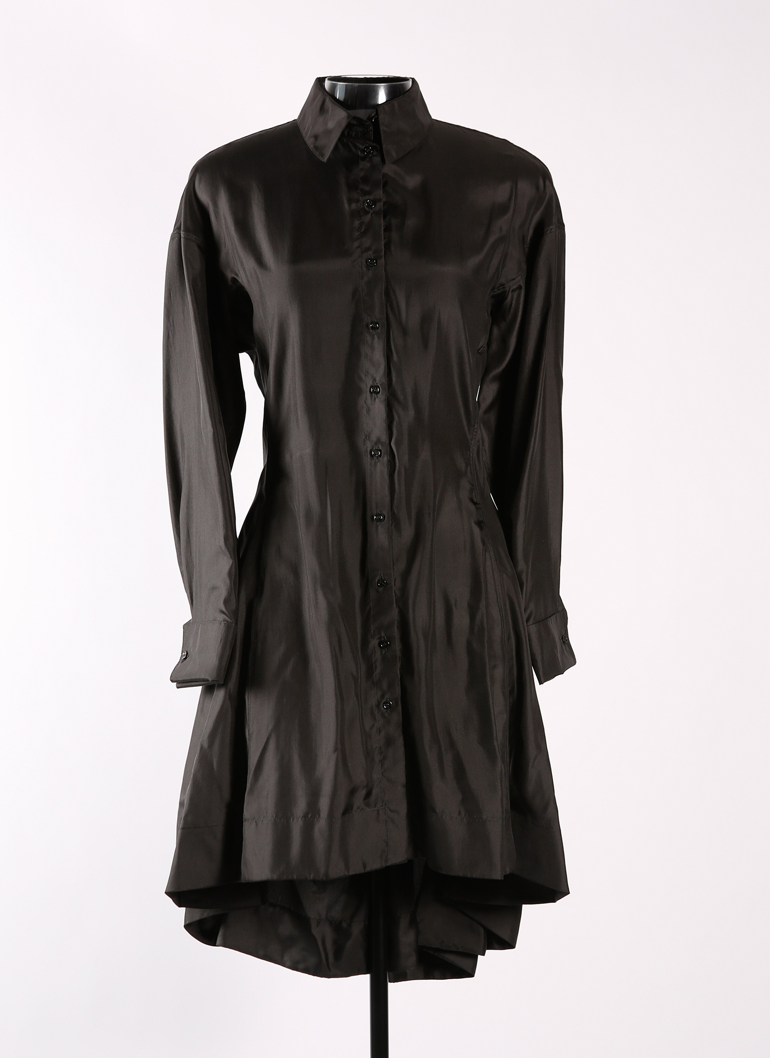 ALAÏA  ROBE MANCHES LONGUES TAFFETAS DE SOIE NOIR NOIR