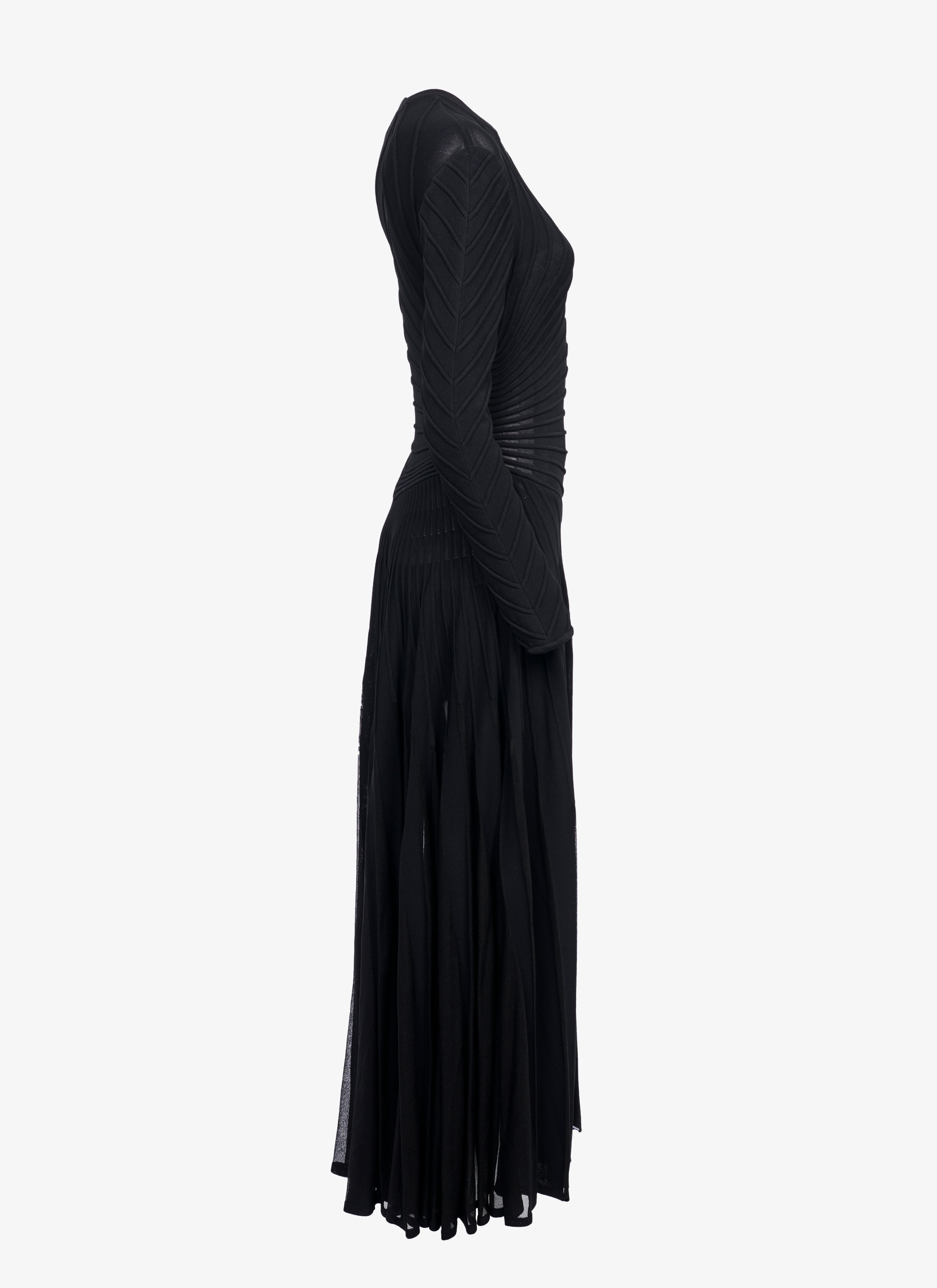 ALAÏA  LONG-SLEEVED OTTOMAN KNIT DRESS