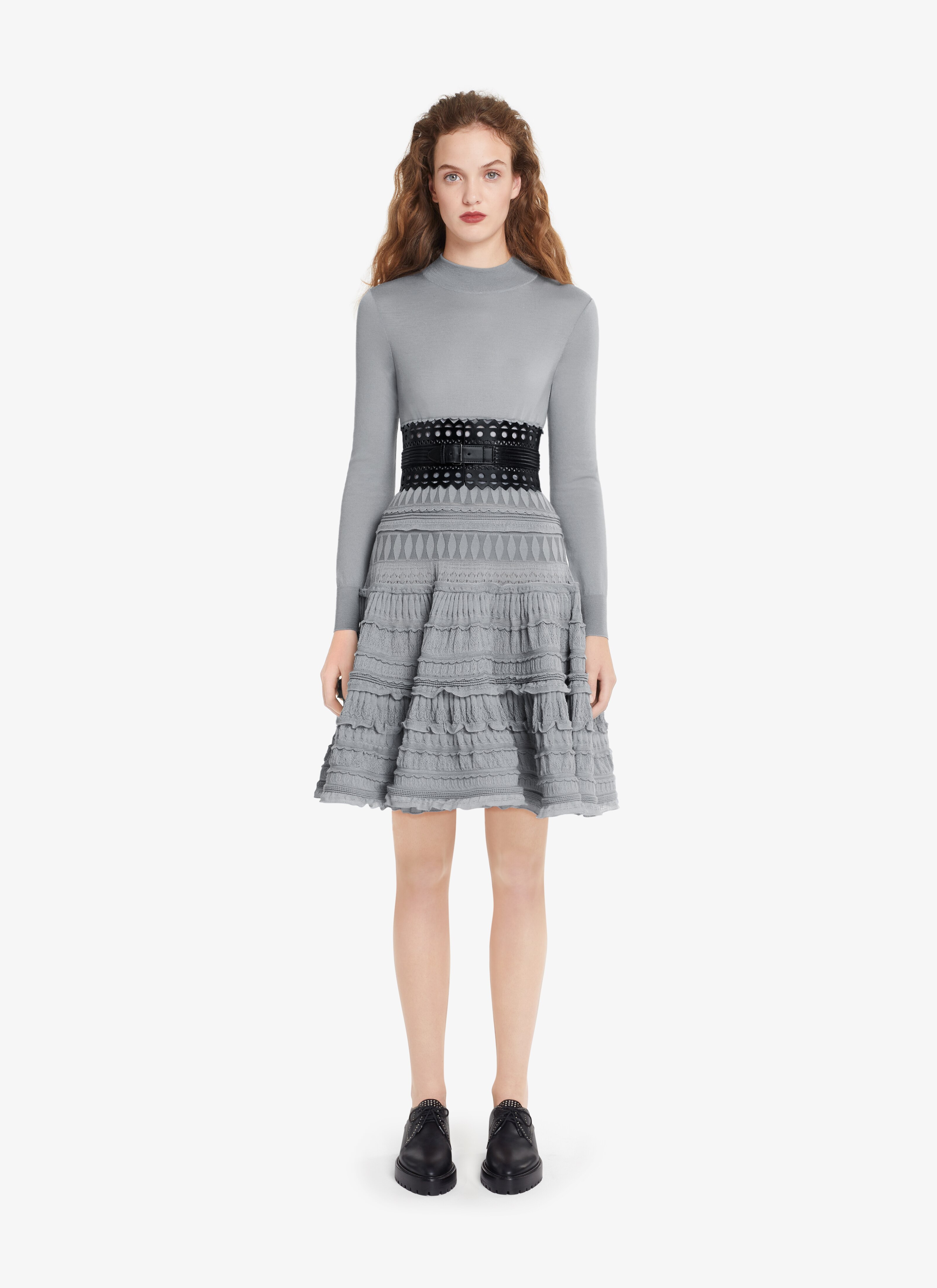 ALAÏA ALAÏA EDITION 2007 ROBE COL MONTANT EN CRINOLINE DE LAINE GRIS
