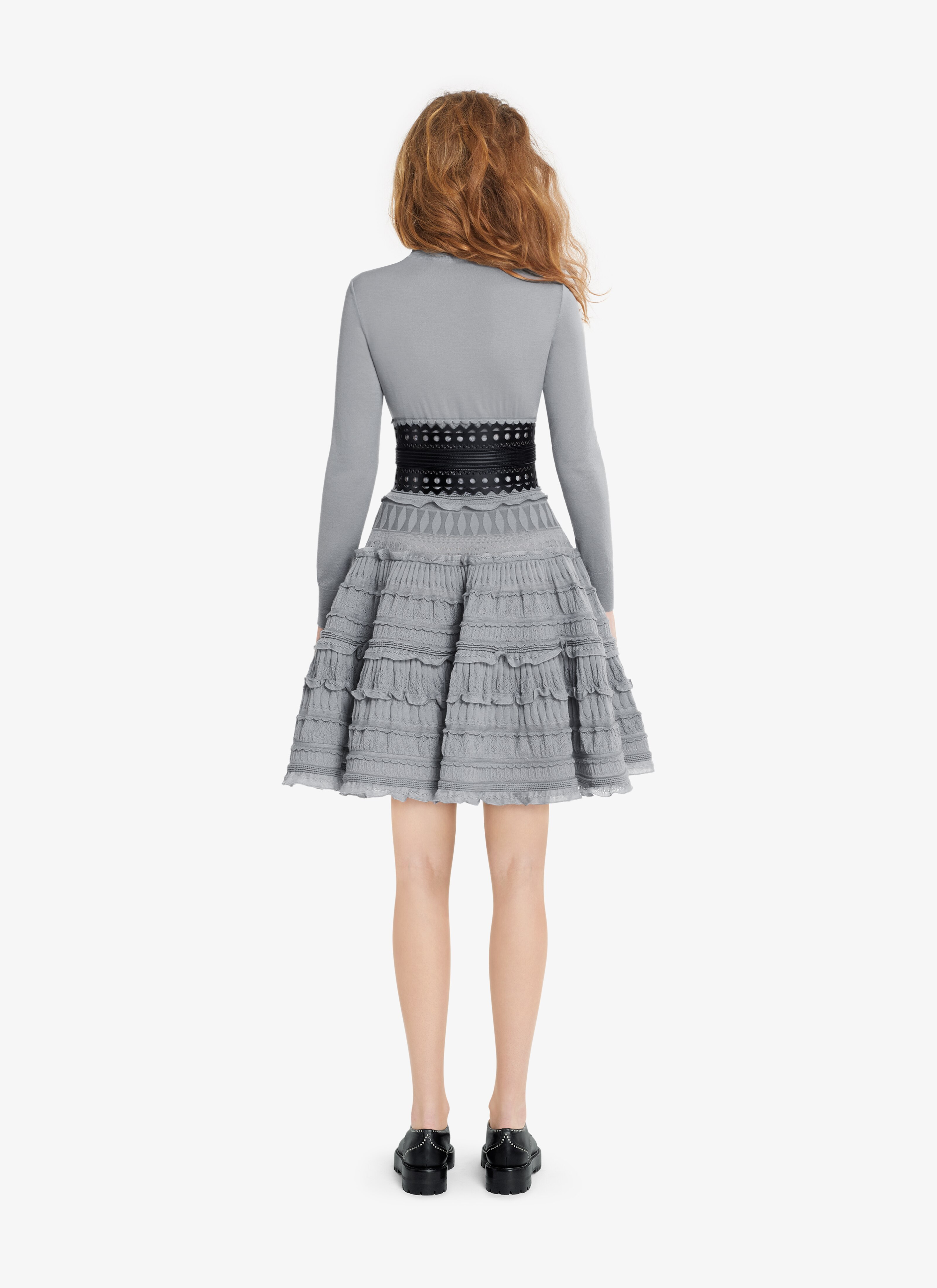 ALAÏA ALAÏA EDITION 2007 ROBE COL MONTANT EN CRINOLINE DE LAINE GRIS