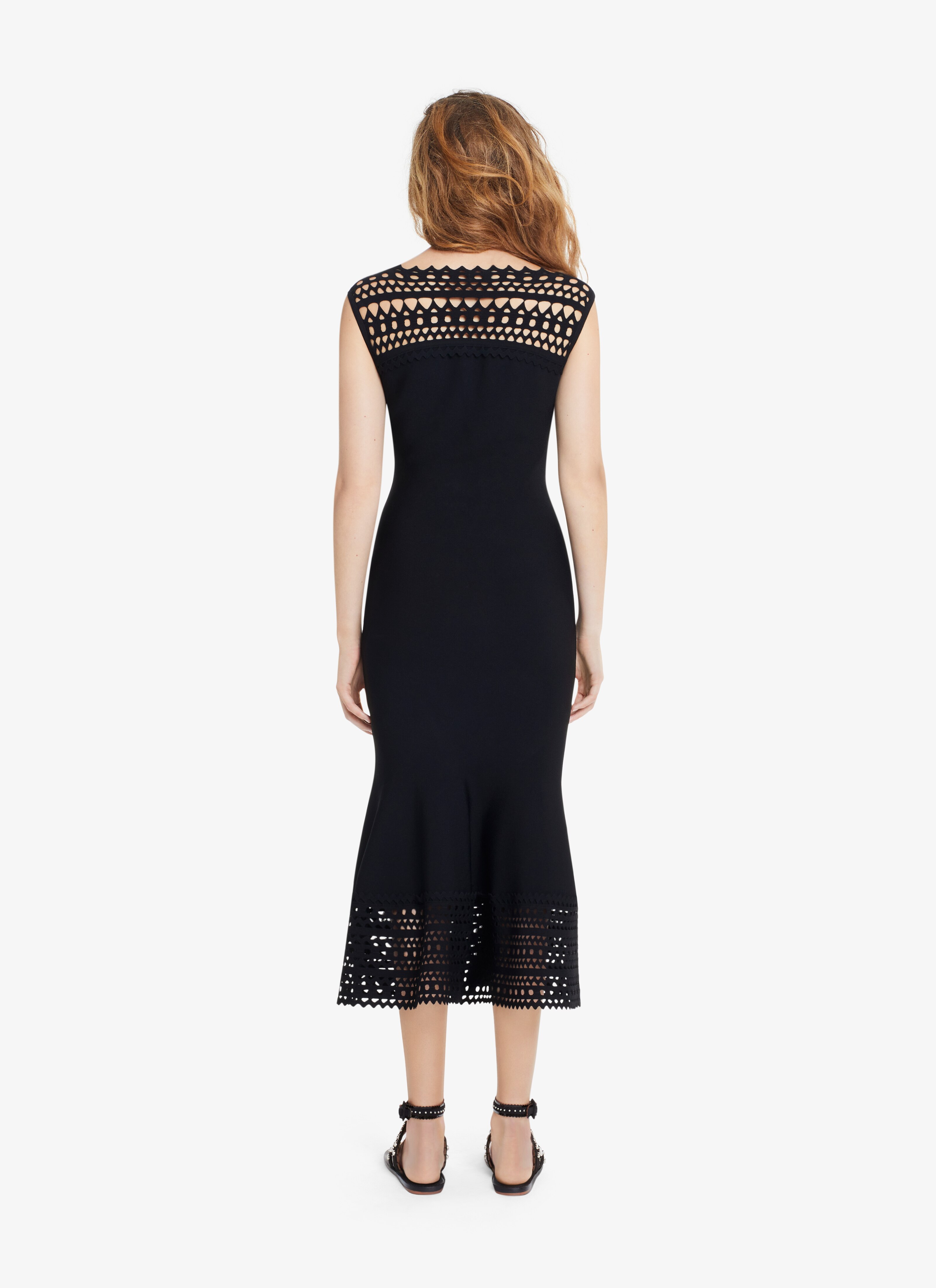 ALAÏA BLACK EDITION 2016 MIDI OPENWORK DRESS