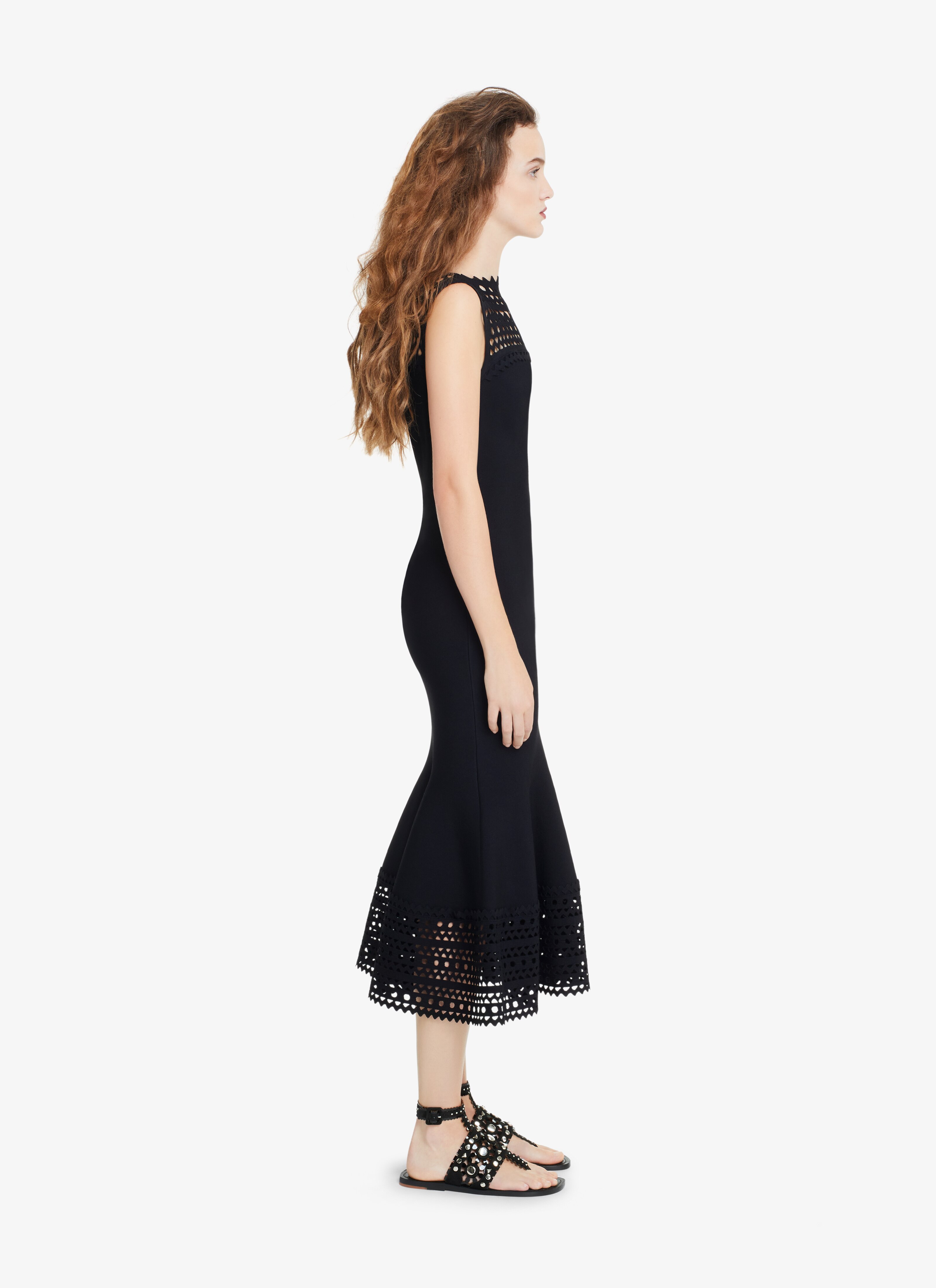 ALAÏA BLACK EDITION 2016 MIDI OPENWORK DRESS