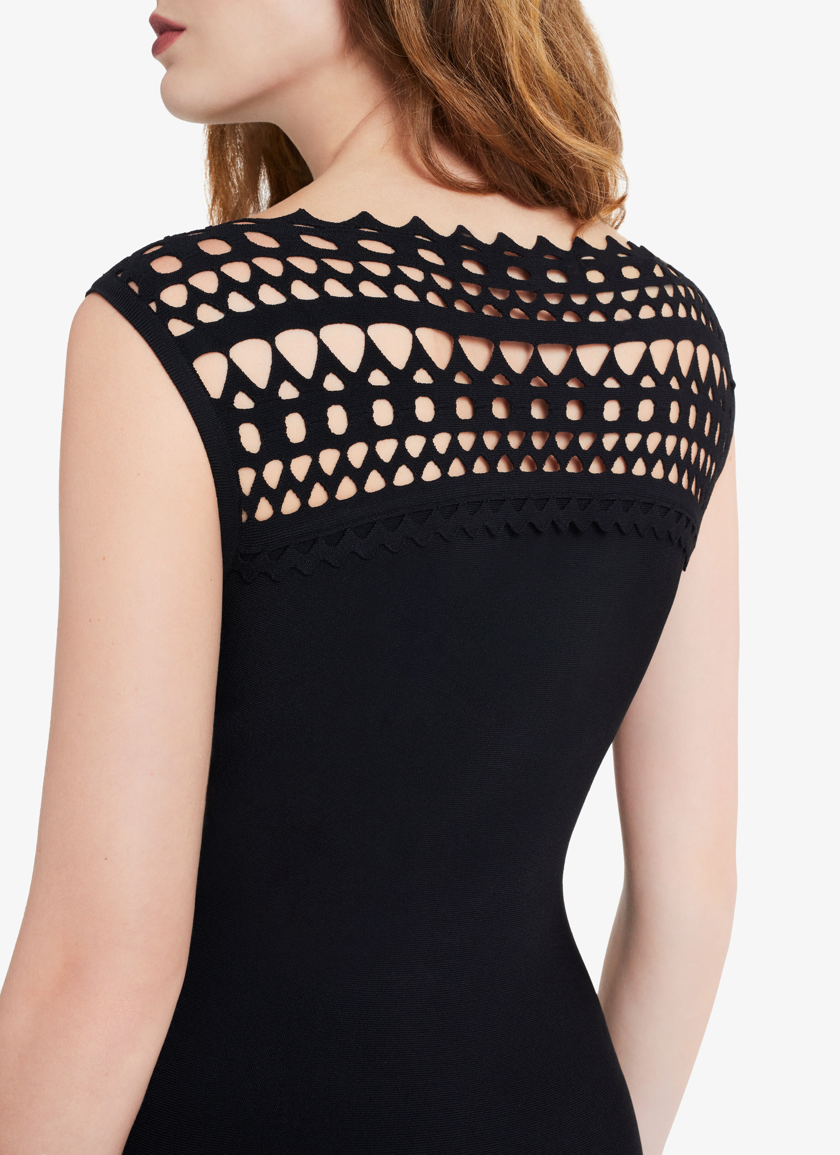 ALAÏA BLACK EDITION 2016 MIDI OPENWORK DRESS