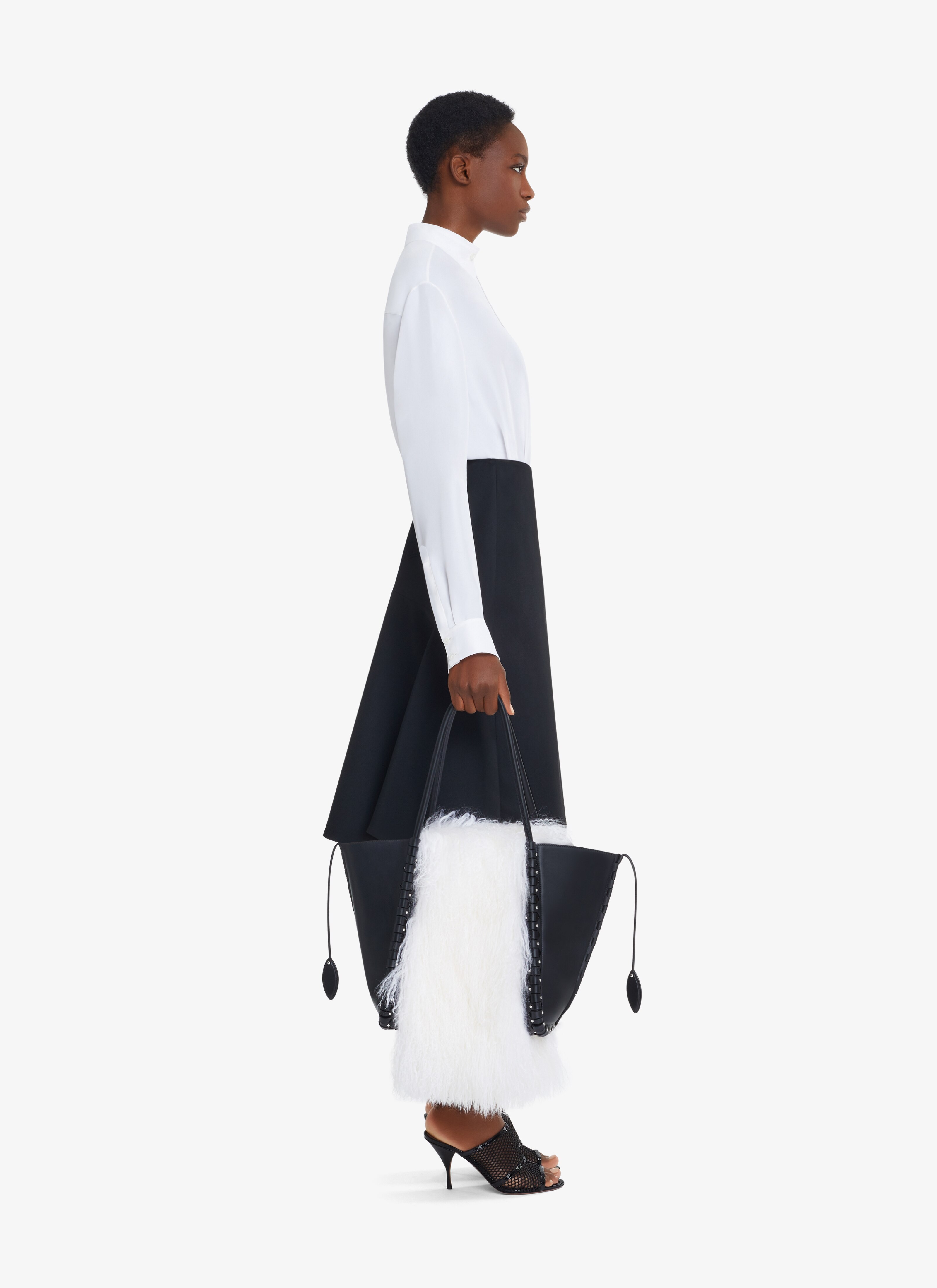 ALAÏA WHITE  SILK GEORGETTE BODYSUIT-SHIRT