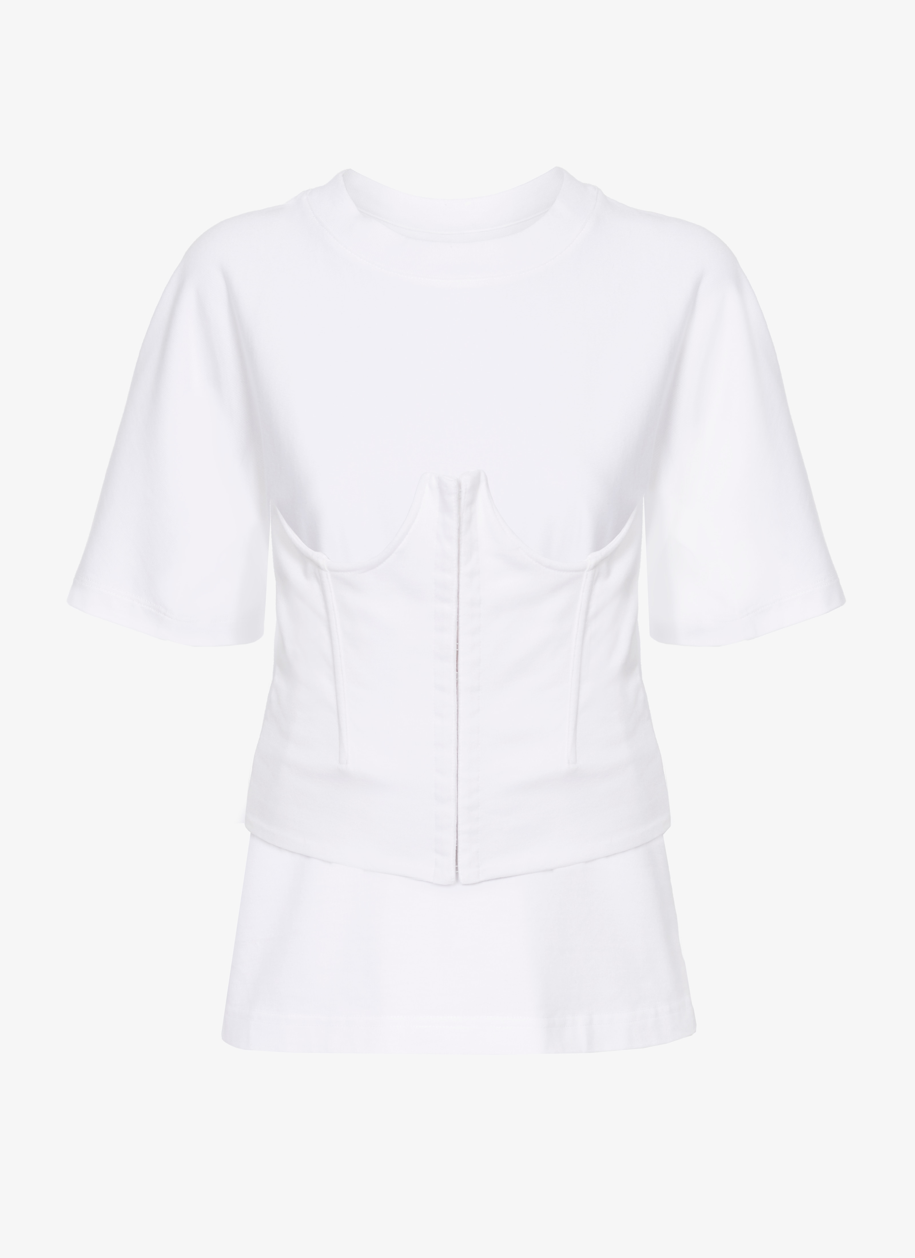 ALAÏA WHITE JERSEY CORSET T-SHIRT