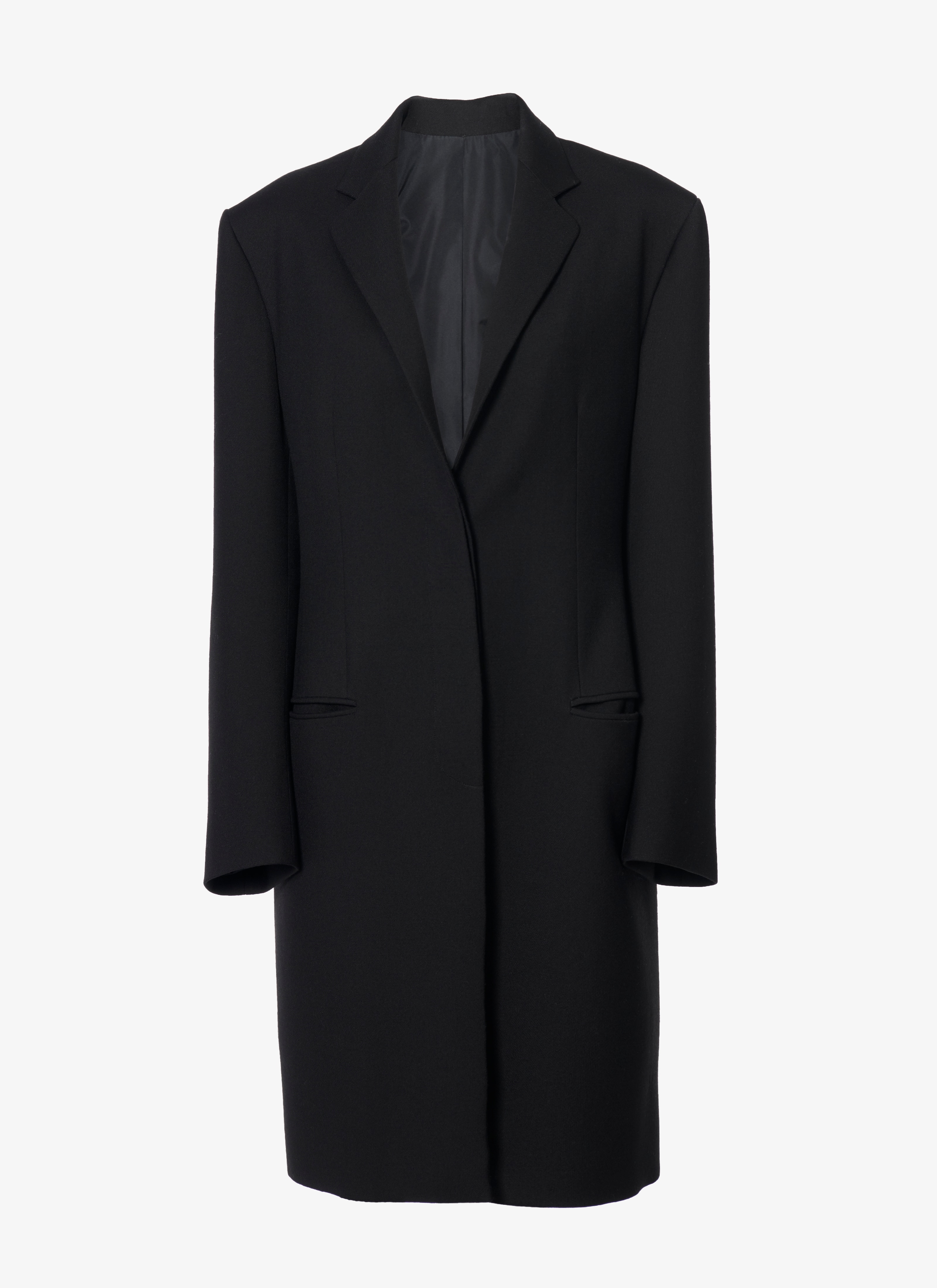 ALAÏA BLACK WOOL GABARDINE COAT