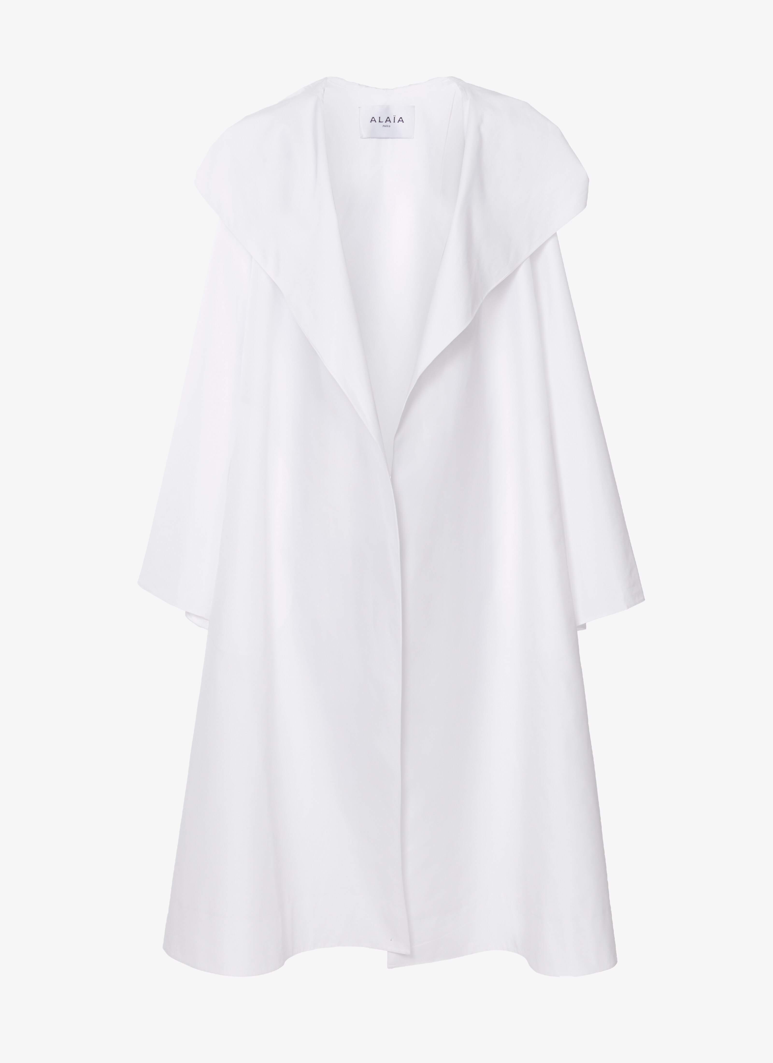ALAÏA WHITE LONG POPLIN COAT
