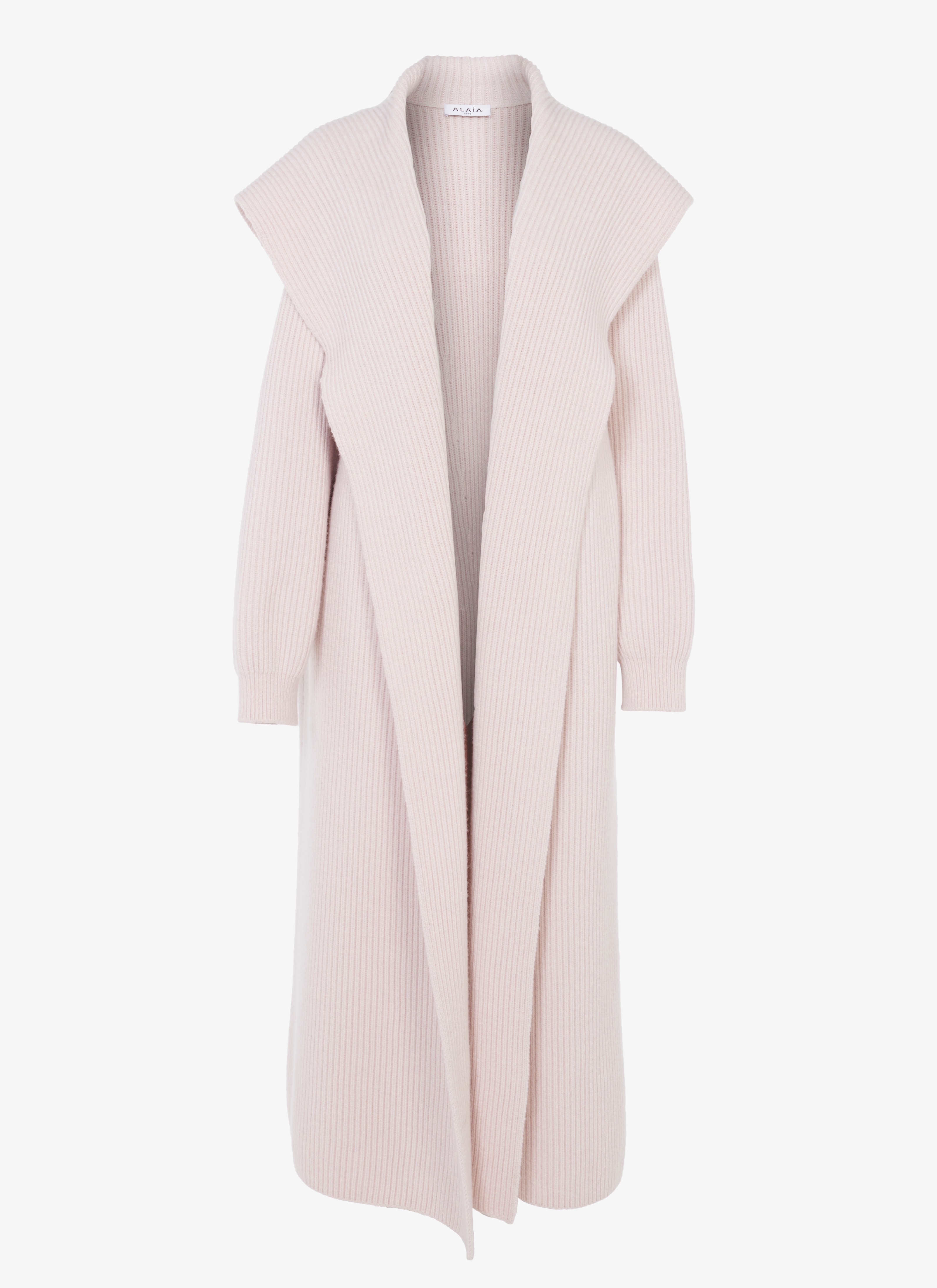 ALAÏA POUDRE LARGE RIBBED HOODED COAT