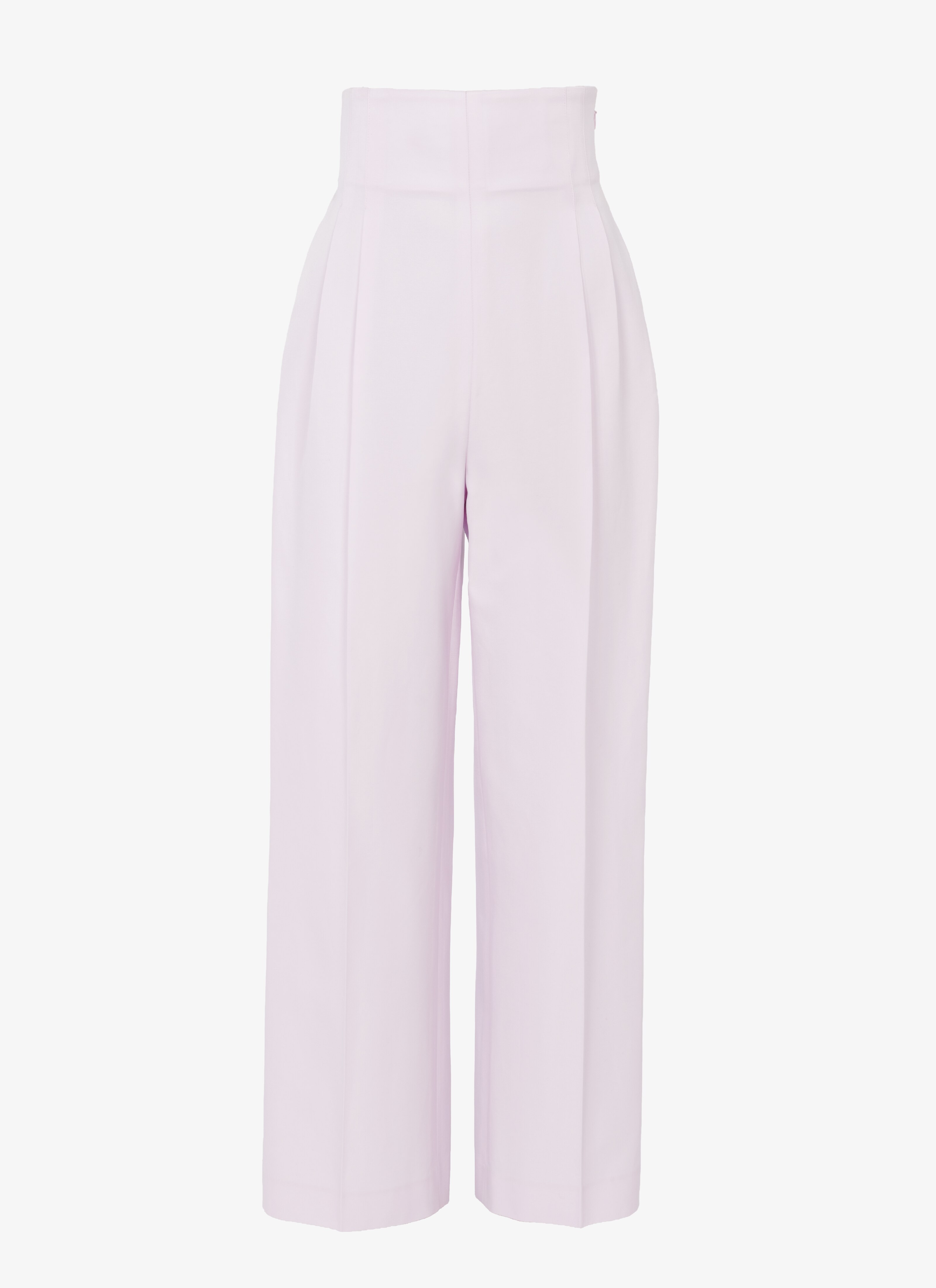 ALAÏA PALE PINK HIGH-WAIST SILK AND COTTON TROUSERS