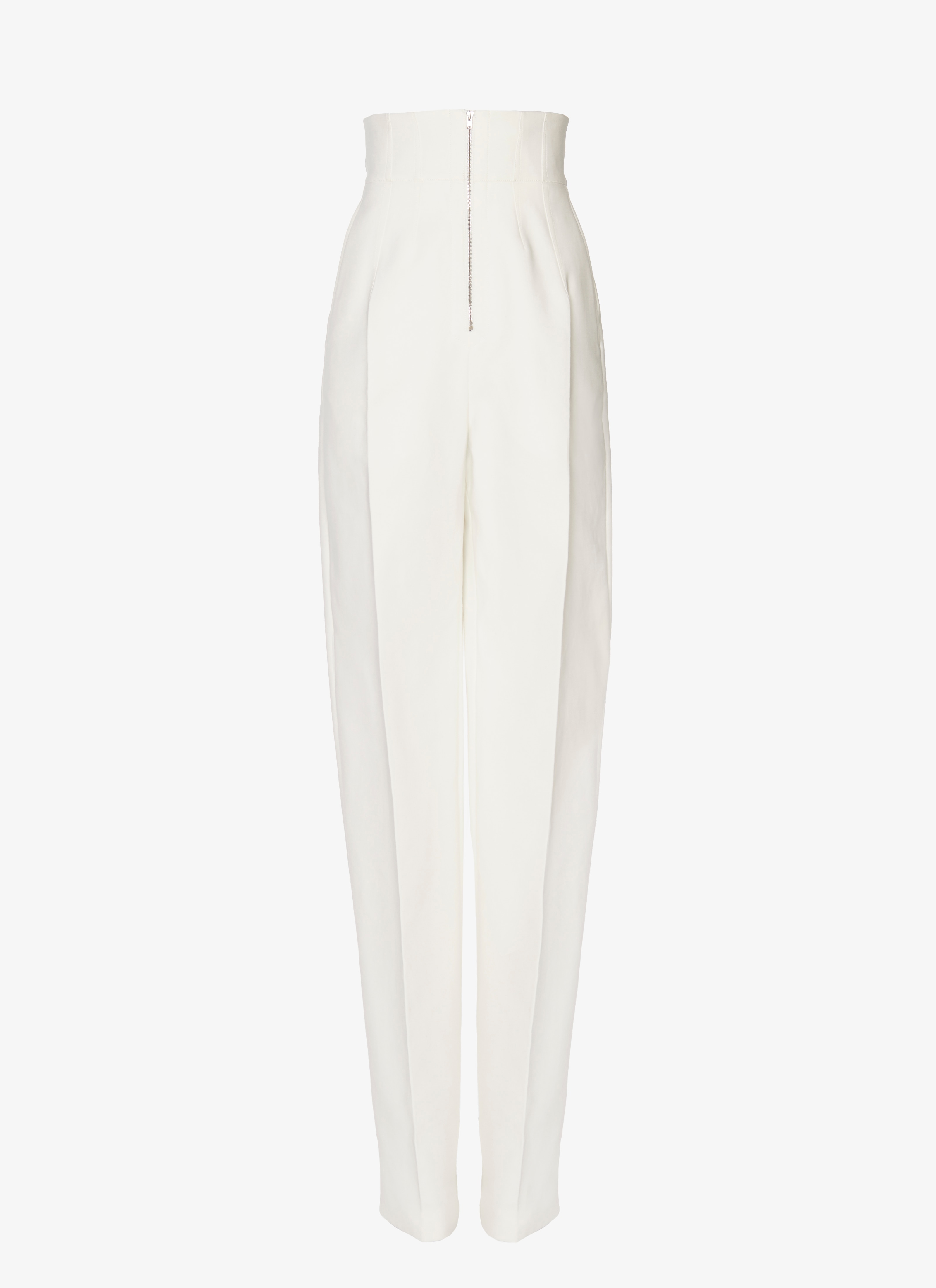 ALAÏA PEARL WHITE HIGH-WAIST LARGE COTTON TROUSERS