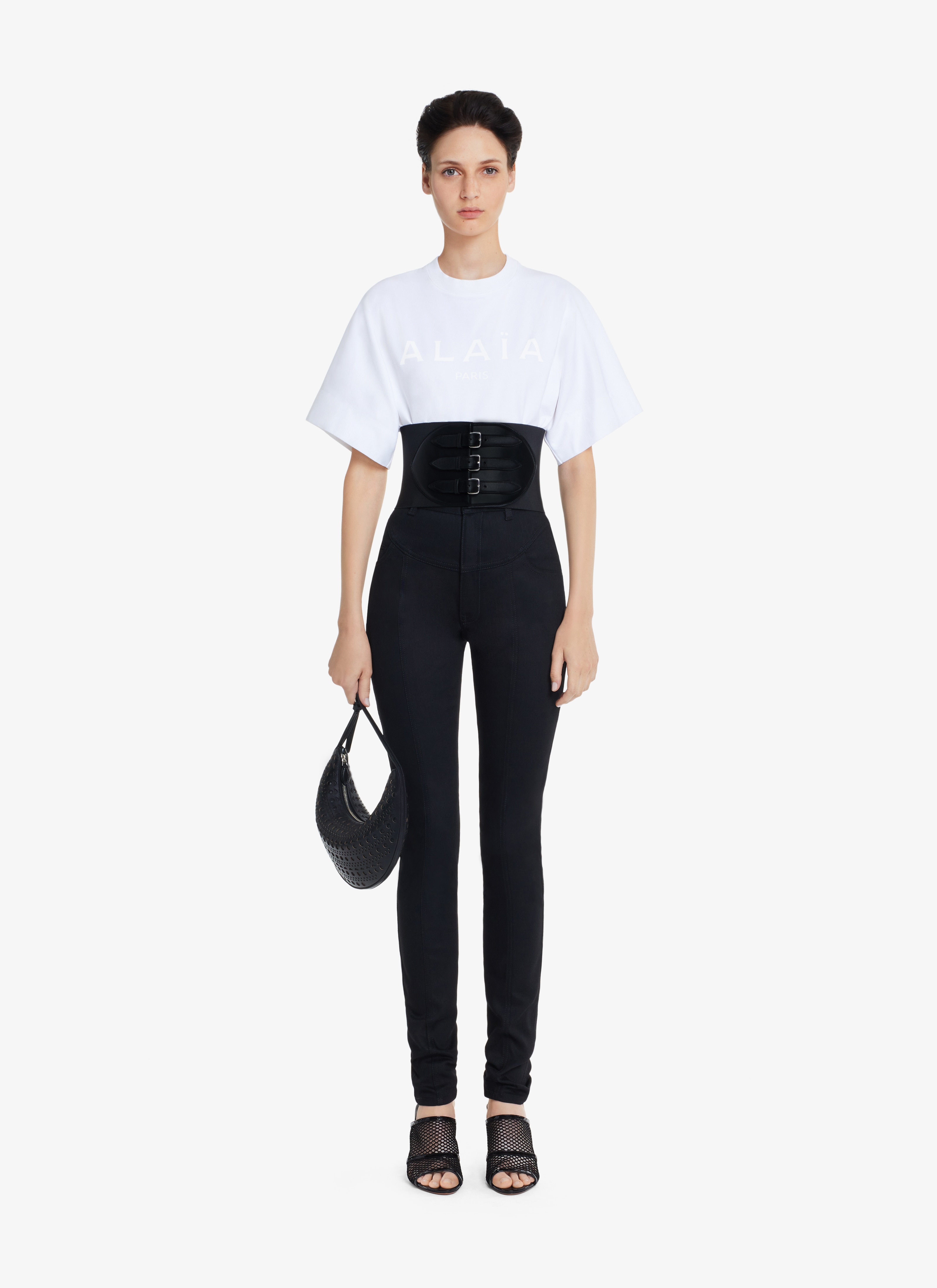 ALAÏA BLACK HIGH-RISE SKINNY DENIM JEANS