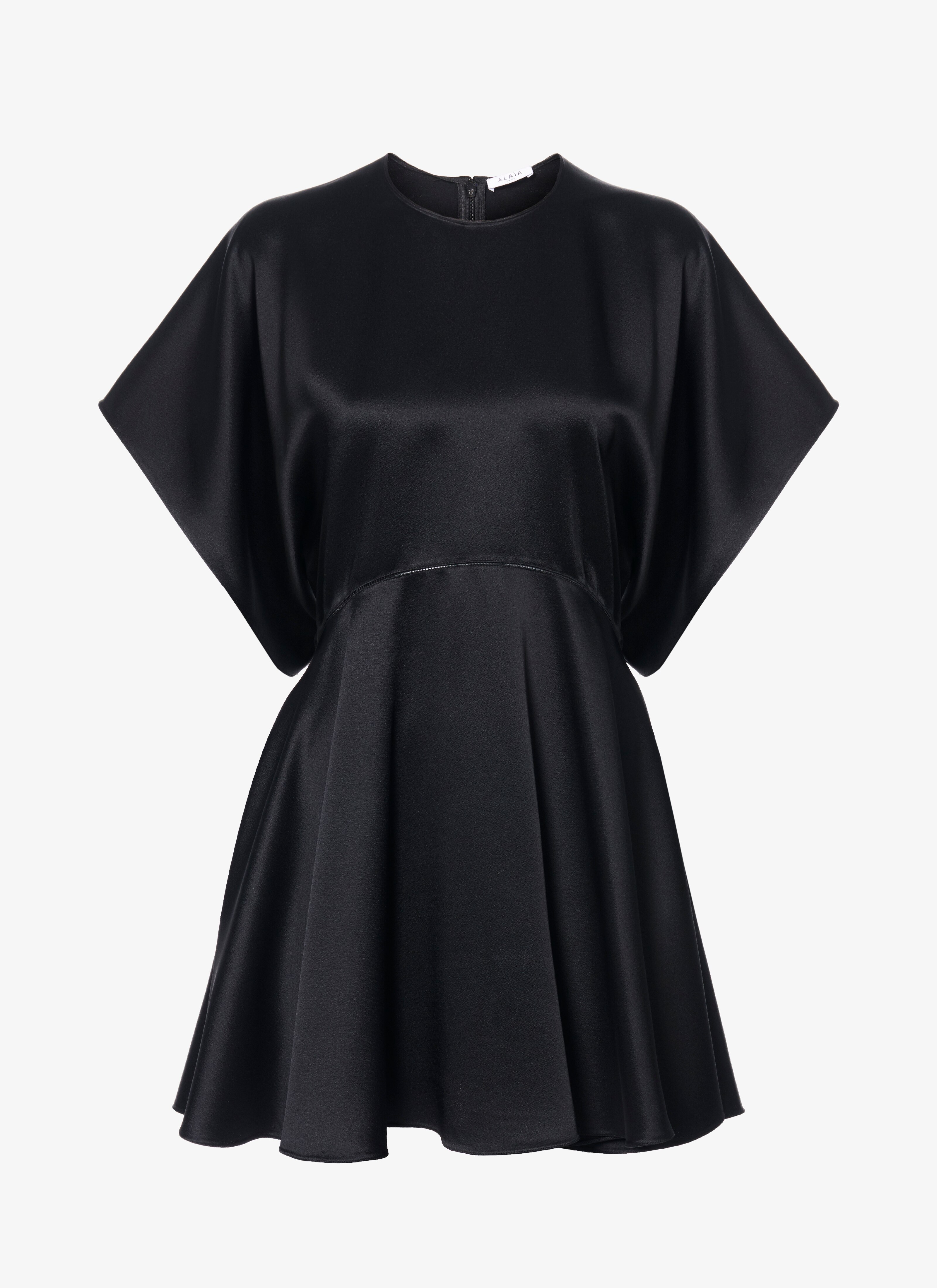 ALAÏA BLACK CREPE WEAVE SHORT SKATER DRESS
