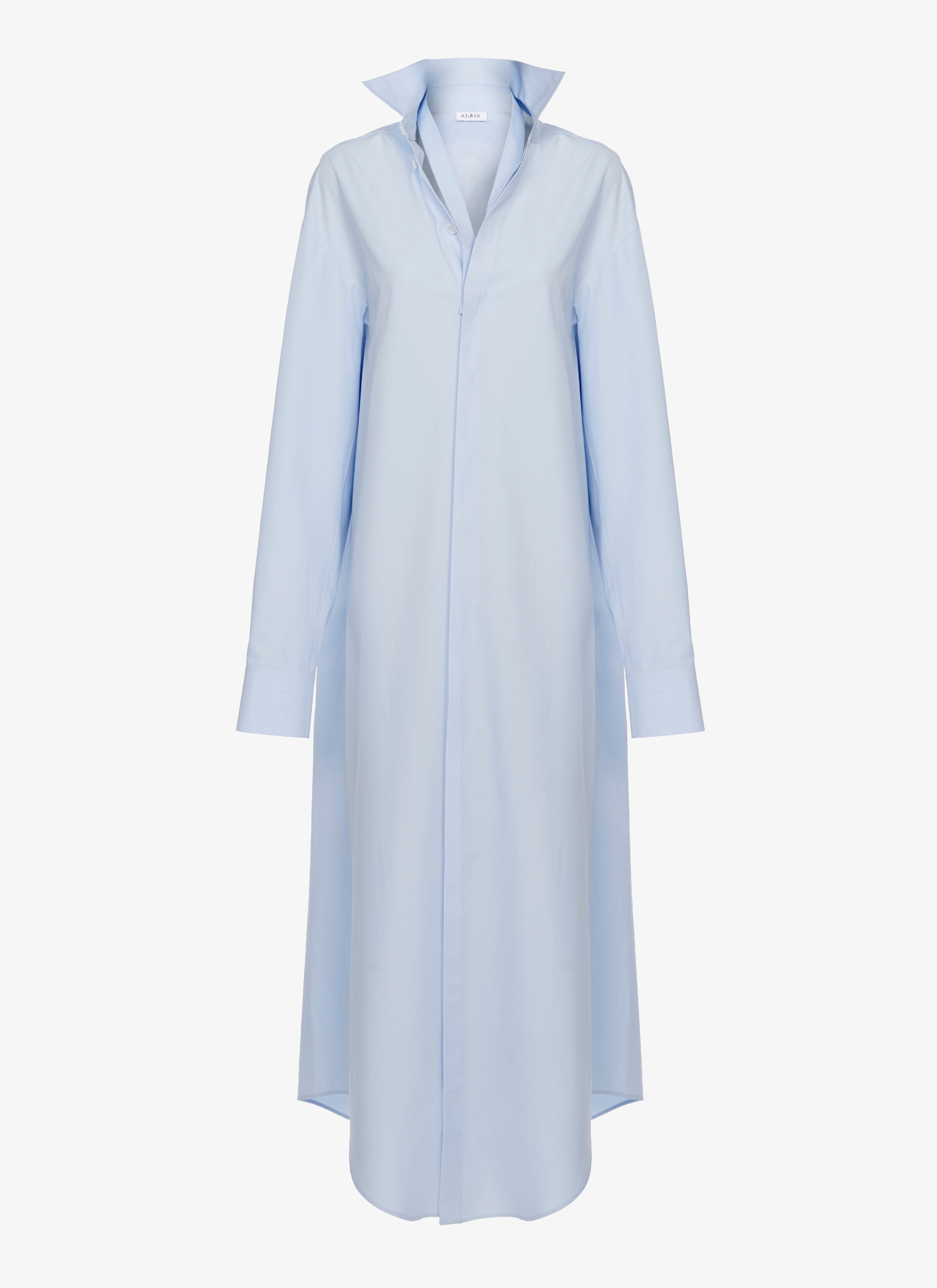 ALAÏA SKY LONG JAPANESE POPLIN SHIRTDRESS