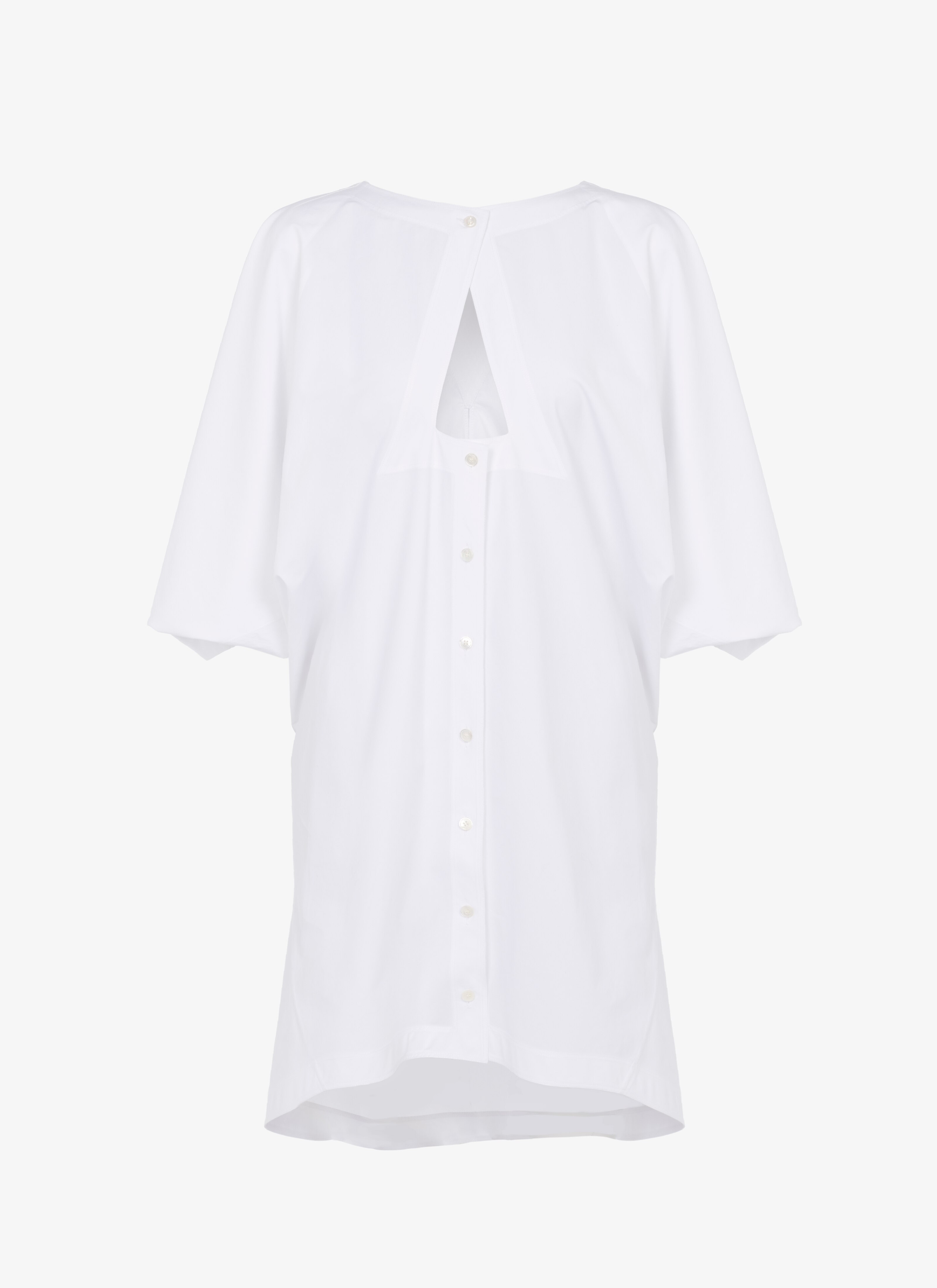 ALAÏA WHITE SLEEVELESS HOODED JAPANESE POPLIN DRESS