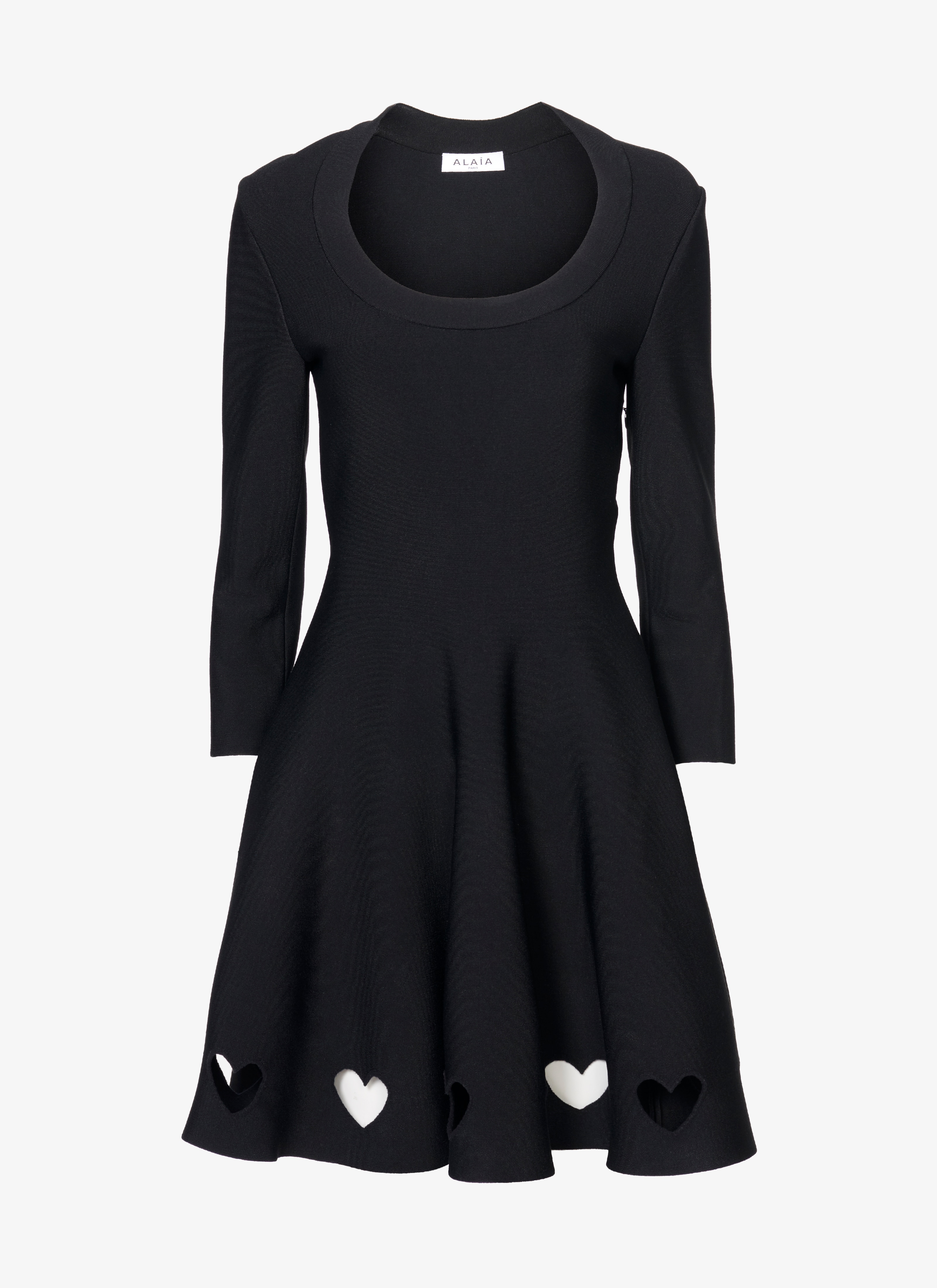 ALAÏA BLACK HEART KNIT SKATER DRESS