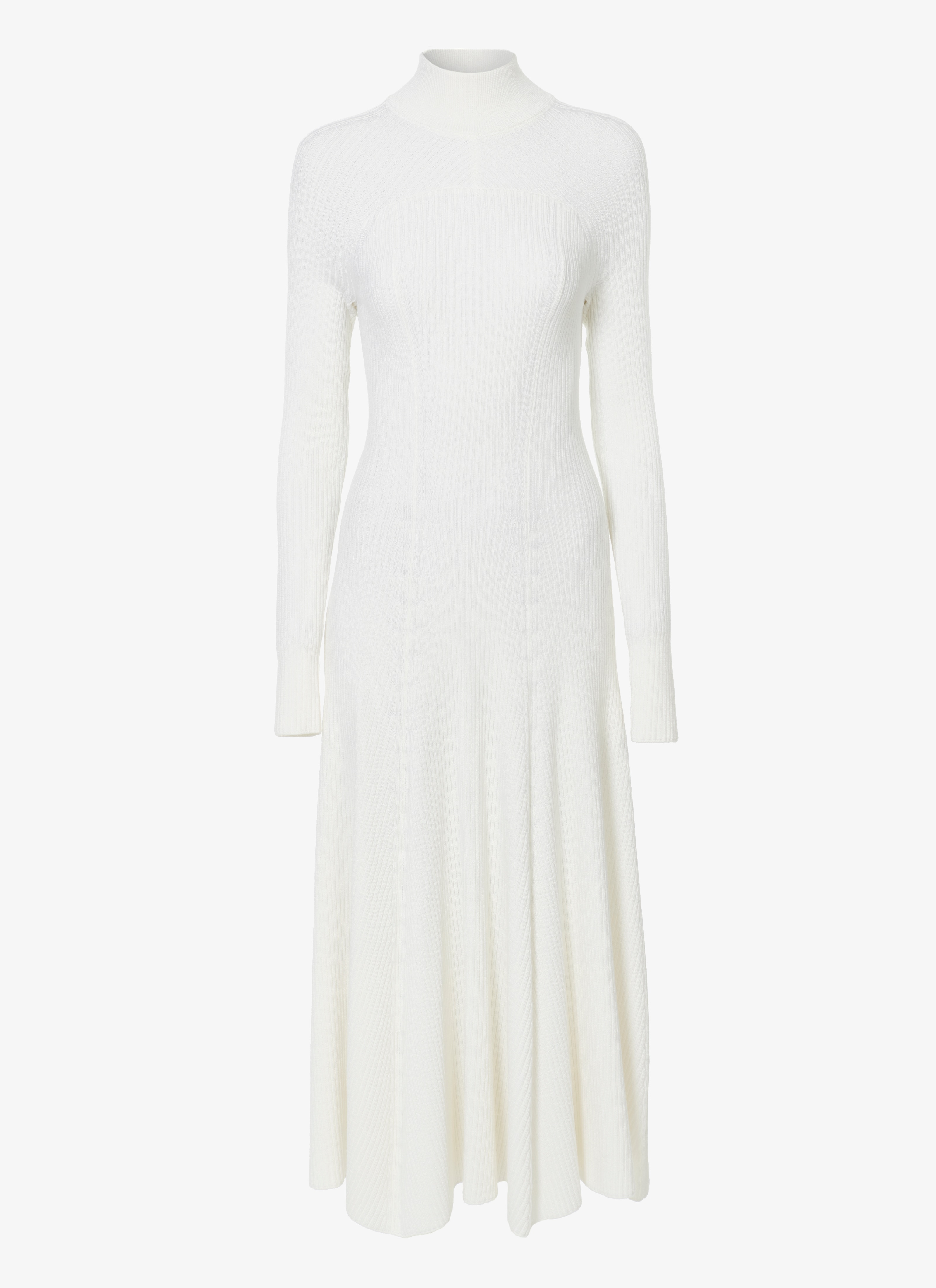 ALAÏA WHITE KNIT CUTOUT BACK LONG DRESS