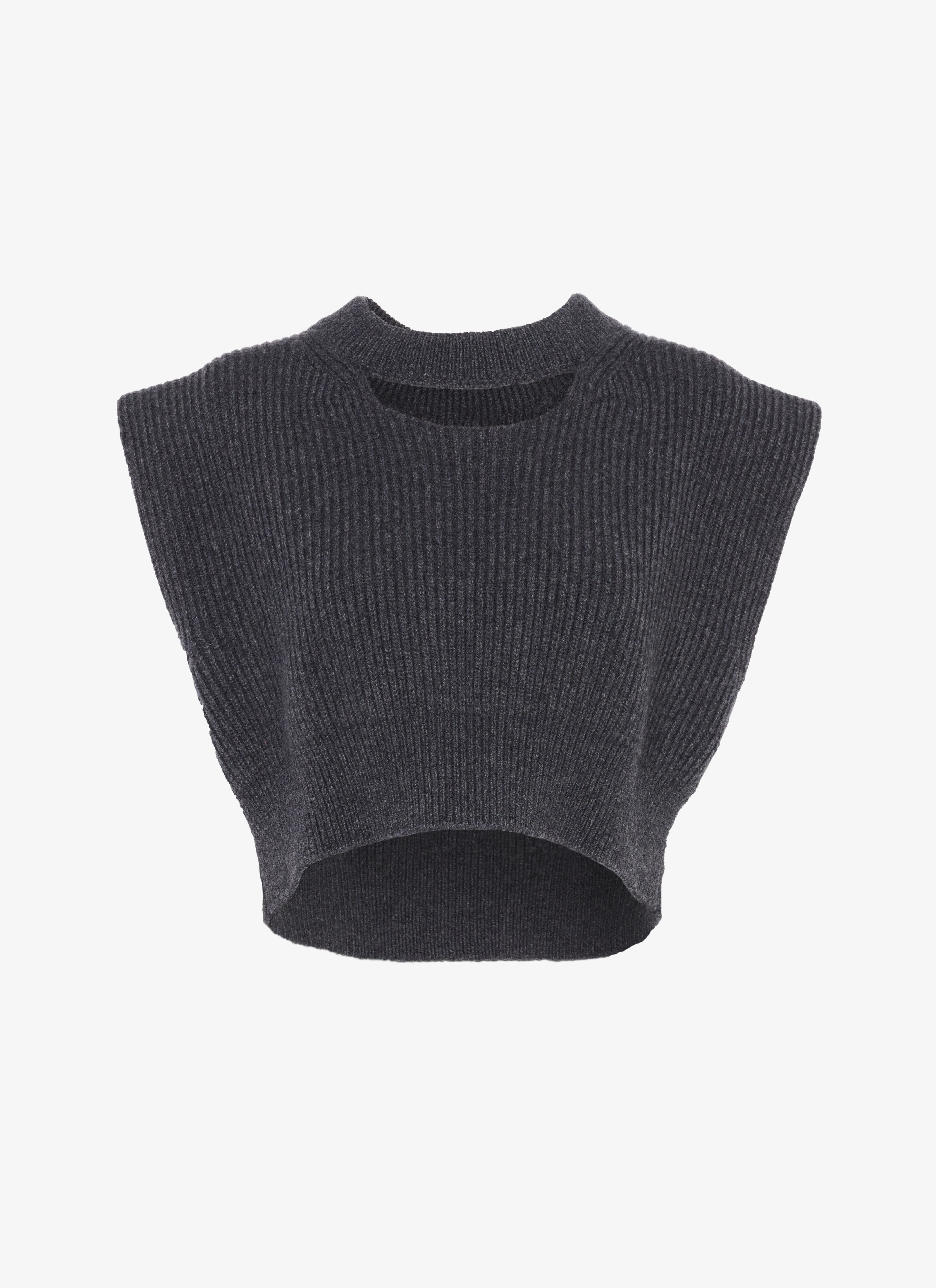 ALAÏA DARK GREY SLEEVELESS RIBBED SWEATER VEST