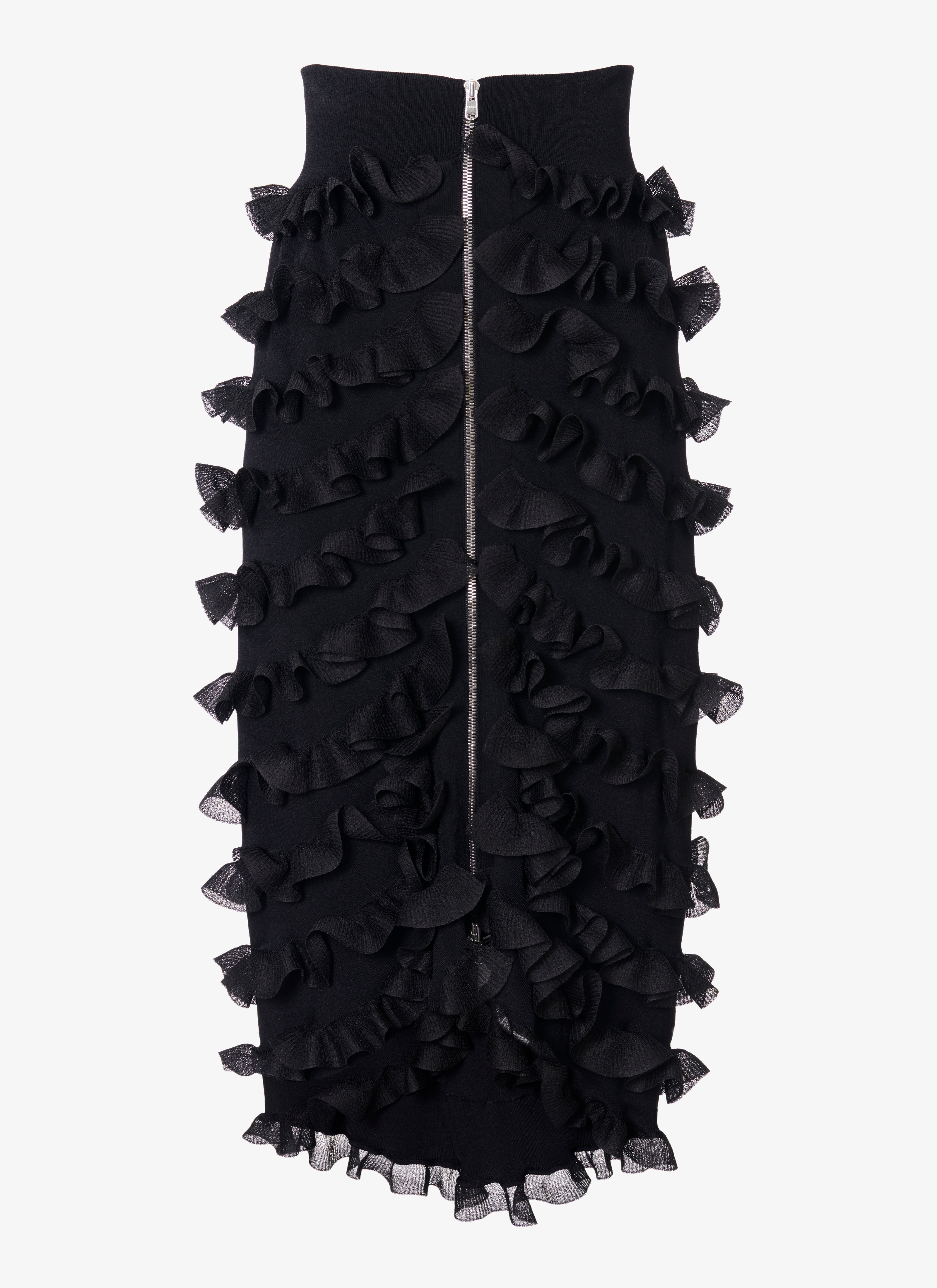 ALAÏA BLACK ZIPPED HIGH-WAIST SKIRT
