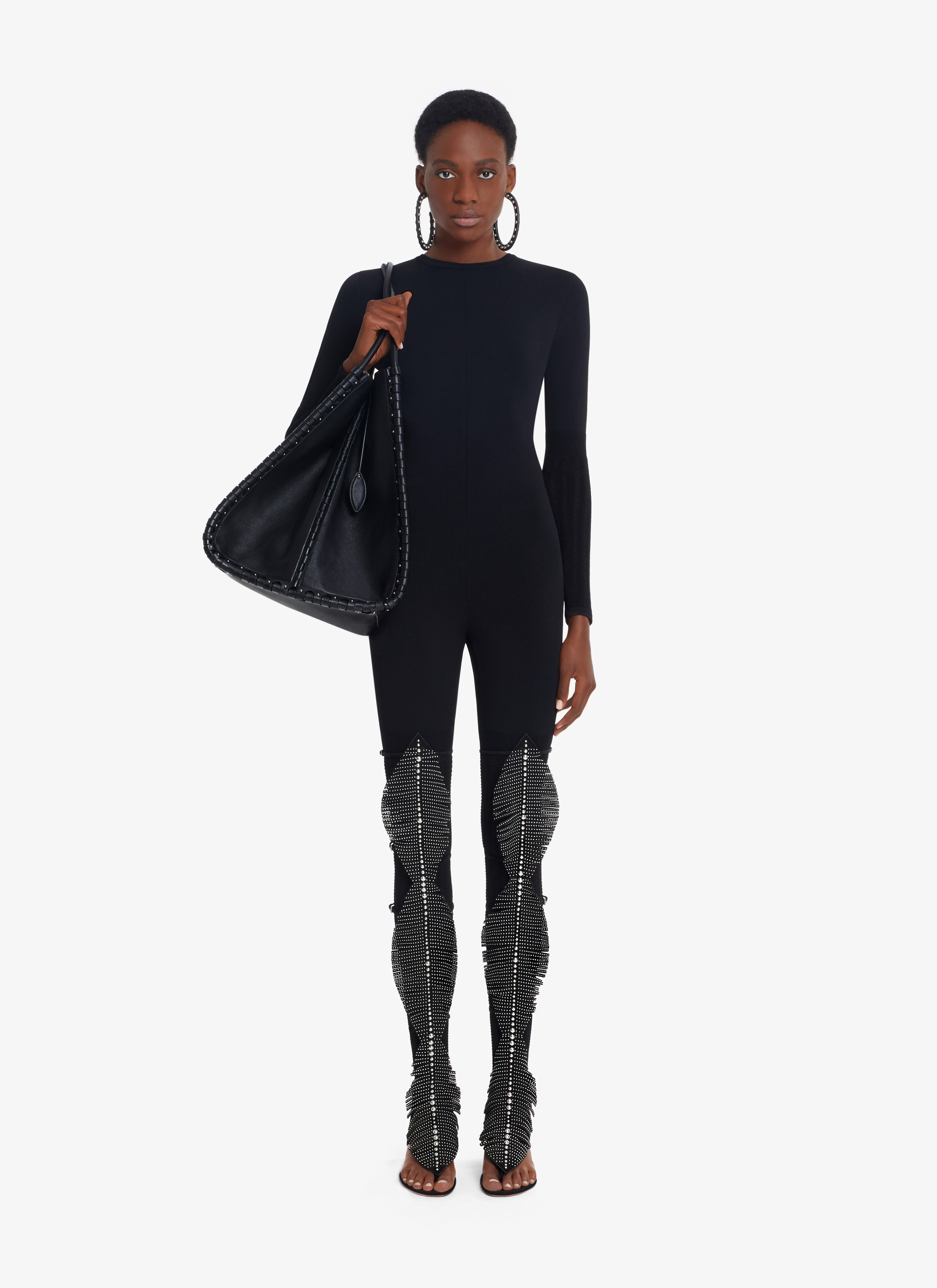 ALAÏA BLACK LACE KNIT JUMPSUIT