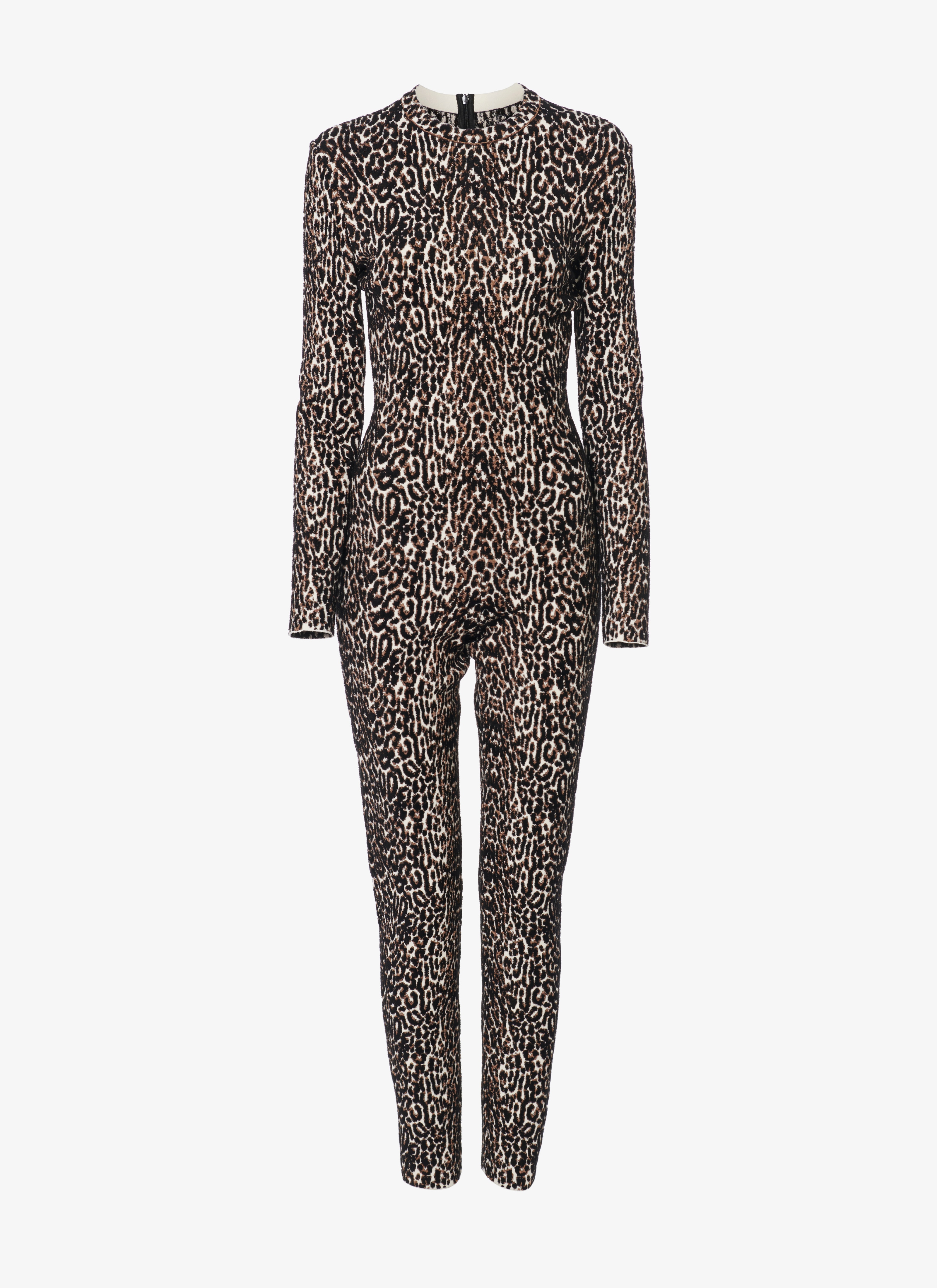 ALAÏA BLACK/IVORY LEOPARD KNIT BODYSUIT