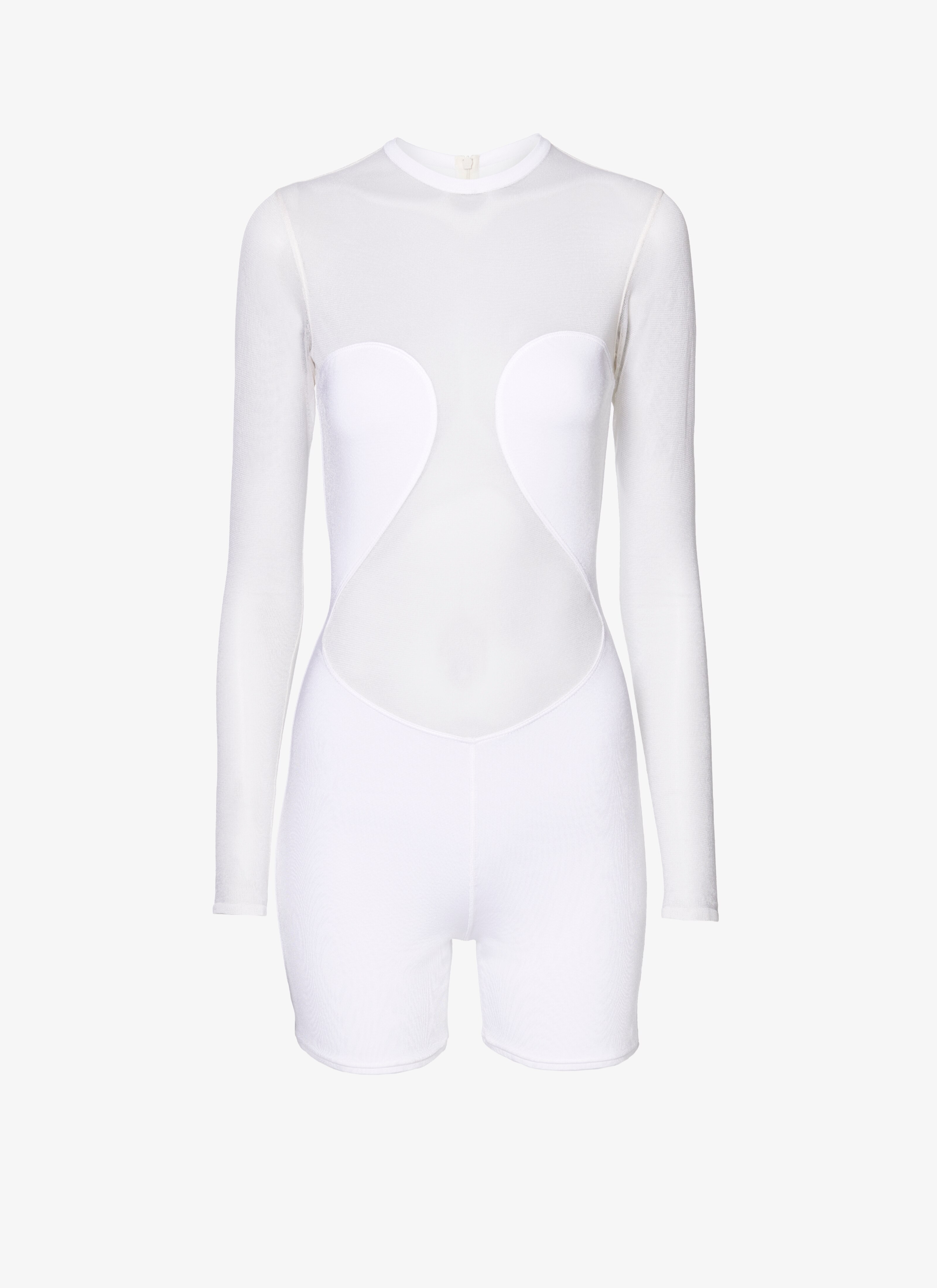 ALAÏA WHITE SHORT BODYSHEER BODYSUIT