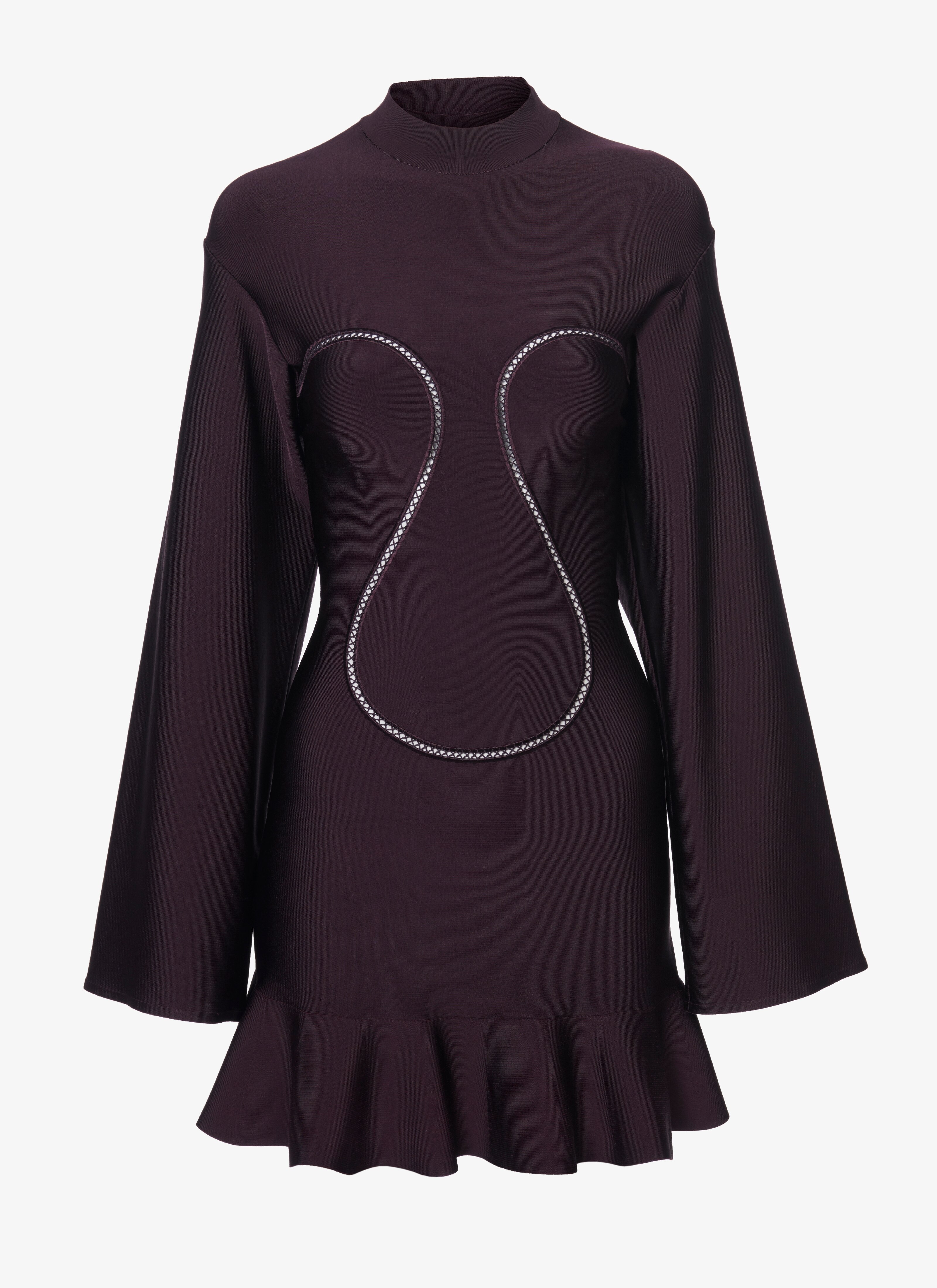 ALAÏA AUBERGINE KNIT SKATER DRESS