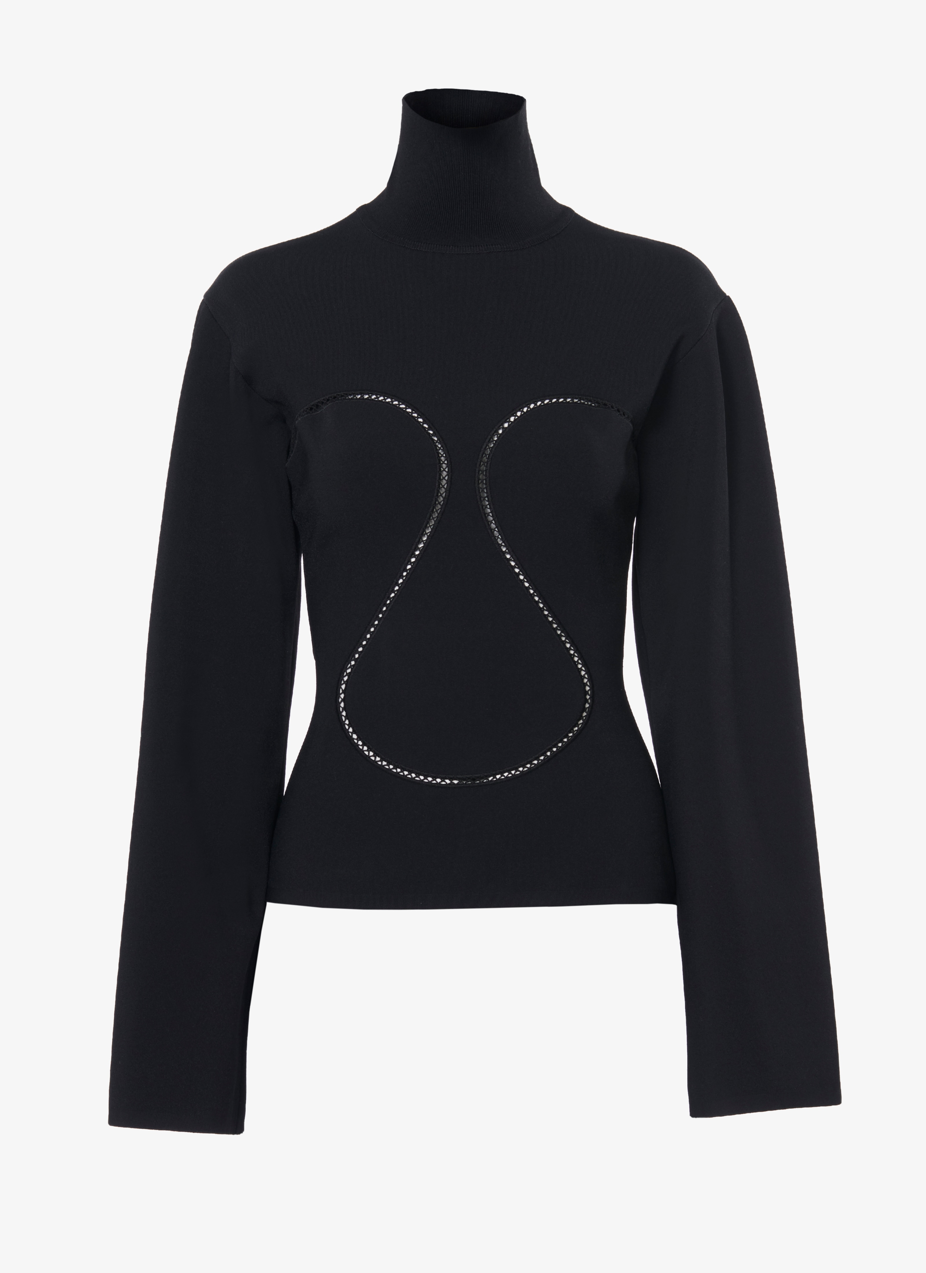ALAÏA BLACK DROPPED SHOULDER FITTED SWEATER